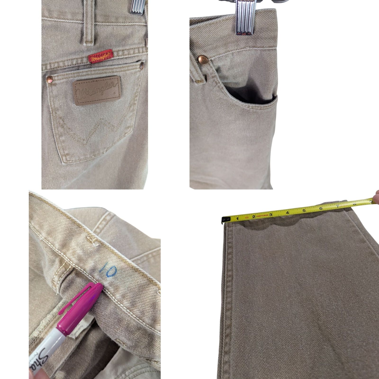 VINTAGE Wrangler Jeans 13 Beige Denim 90s USA Straight 5-Pocket VTG Womens