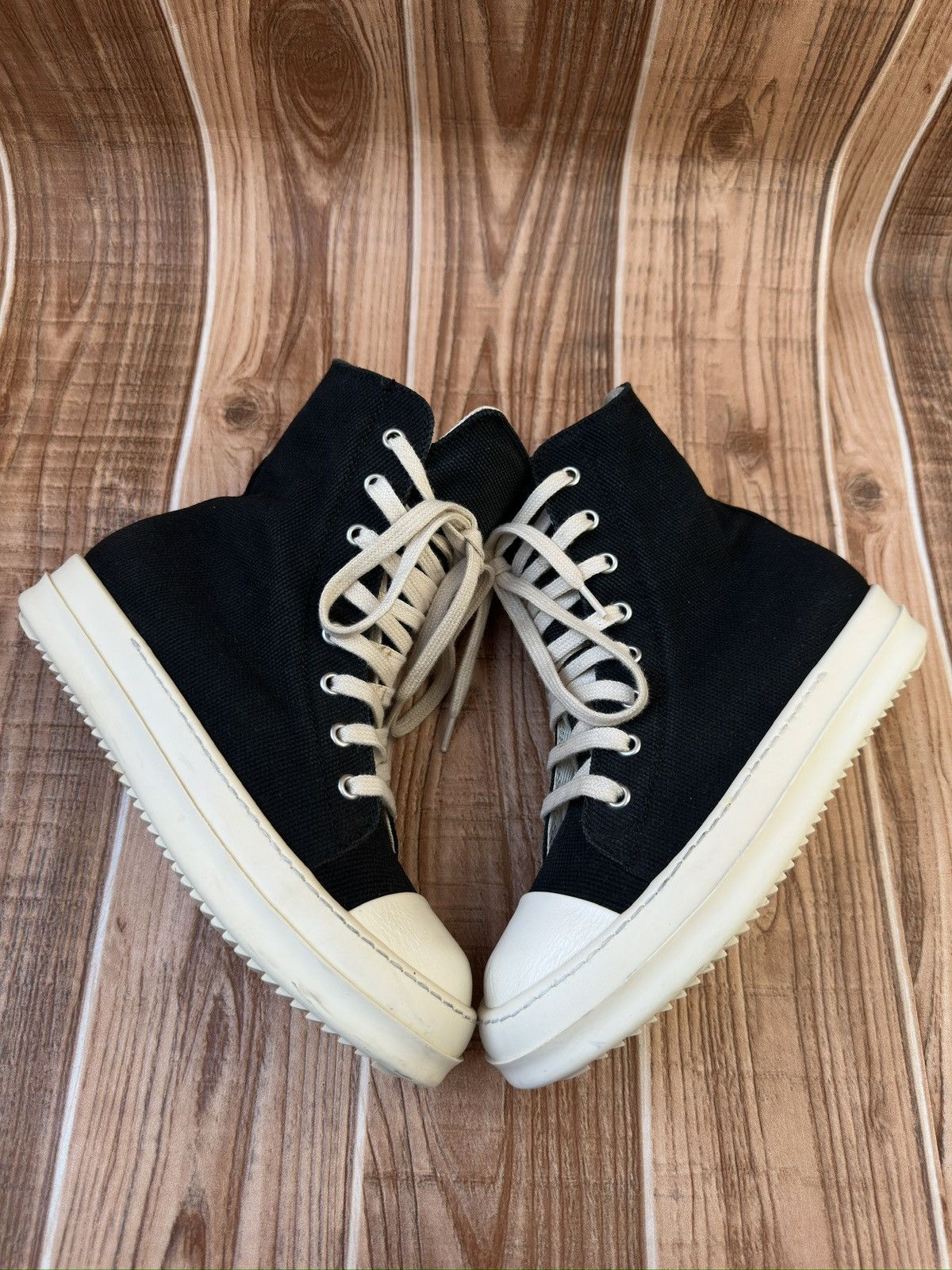 Rick Owens Rick Owens DRKSHDW Canvas Ramones High Tops Size US 6 / IT 36 - 5 Thumbnail