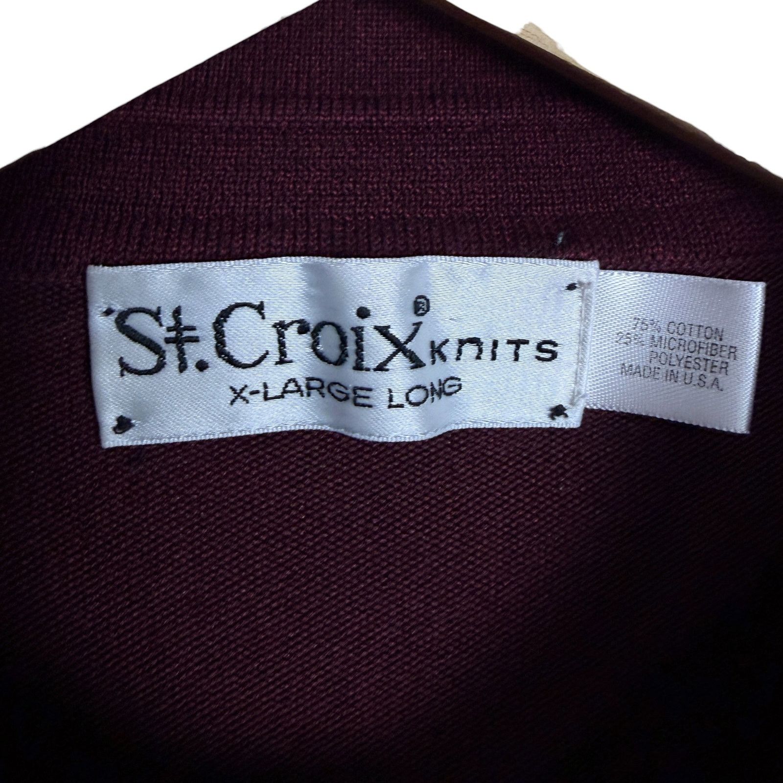 St. Croix Vtg St. Croix Knits Dark Red Long Sleeve Polo Shirt XLT Long Size US XL / EU 56 / 4 - 4 Thumbnail