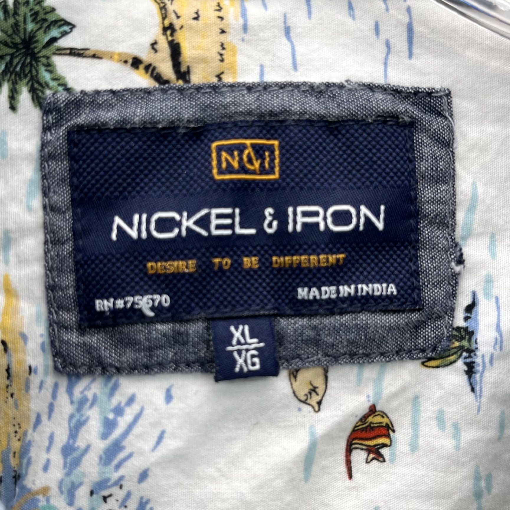 Vintage Nickle & Iron Hawaiian Shirt Mens XL White Palm Tree Surf Skate Y2K Preppy Beach Size US XL / EU 56 / 4 - 3 Thumbnail