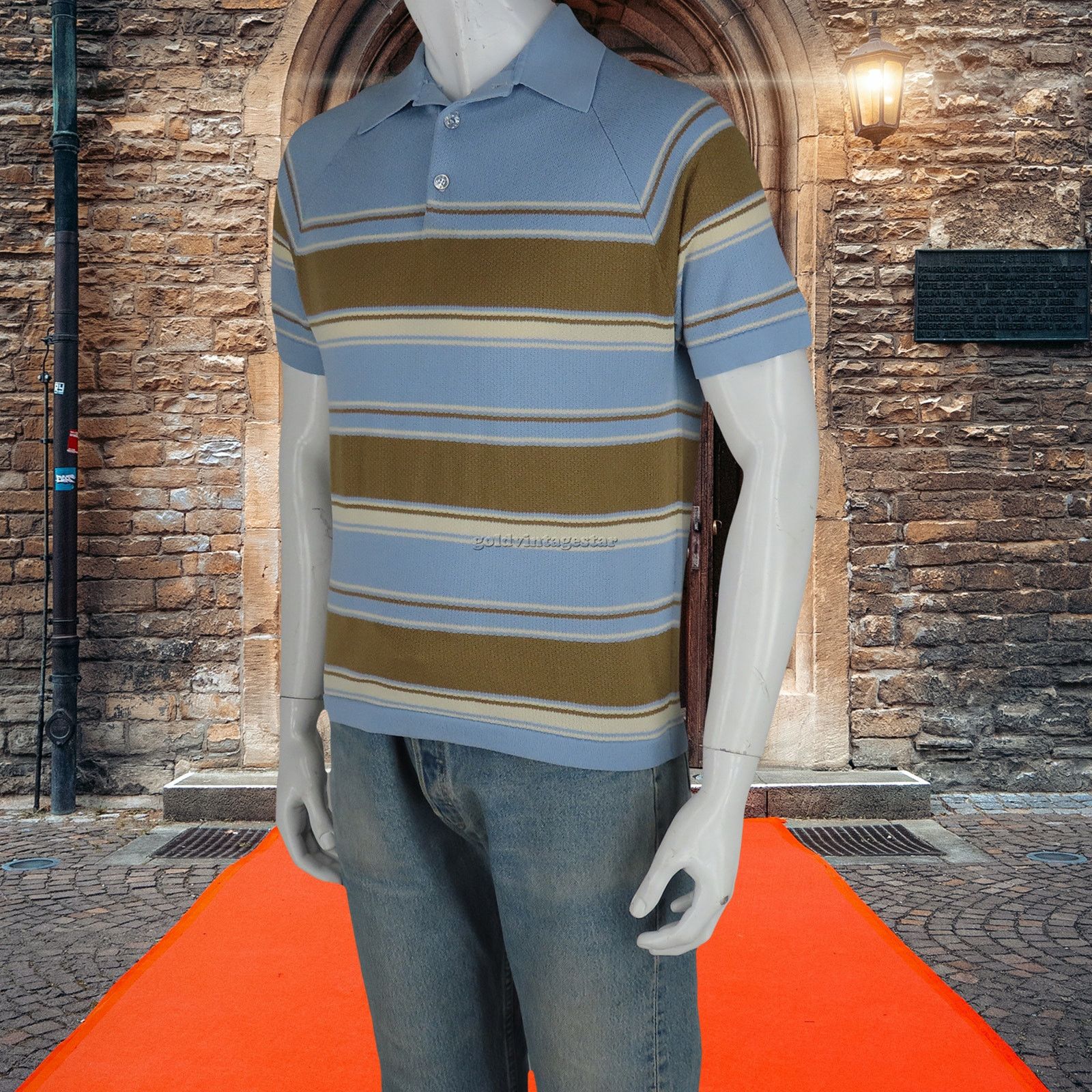 Other Vintage Striped Knit Polo Shirt M Artistic Retro Blend Size US M / EU 48-50 / 2 - 7 Thumbnail