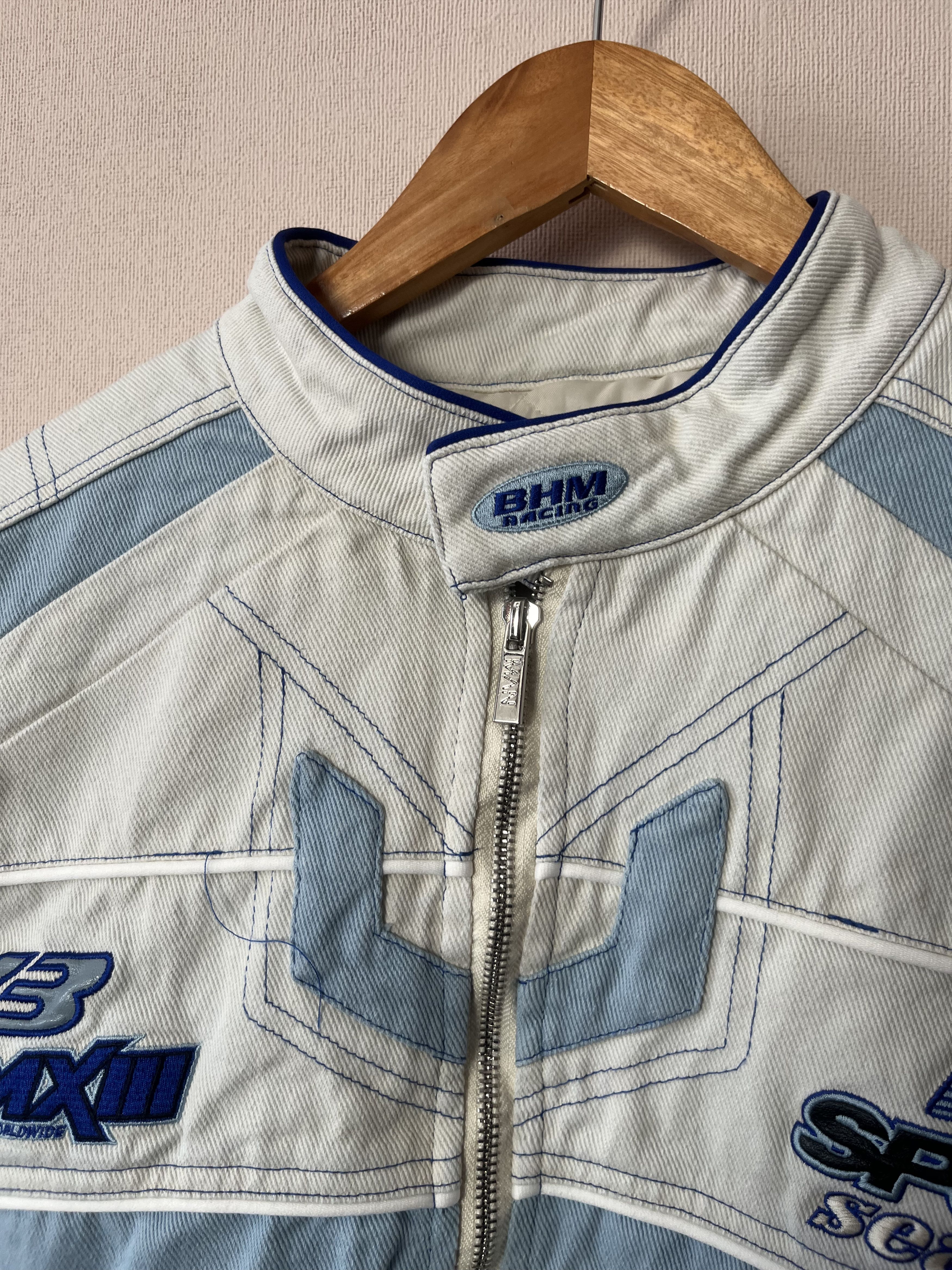 Boohoo Boohooman Racing Bomber Jacket White Blue Size S Size US S / EU 44-46 / 1 - 6 Thumbnail