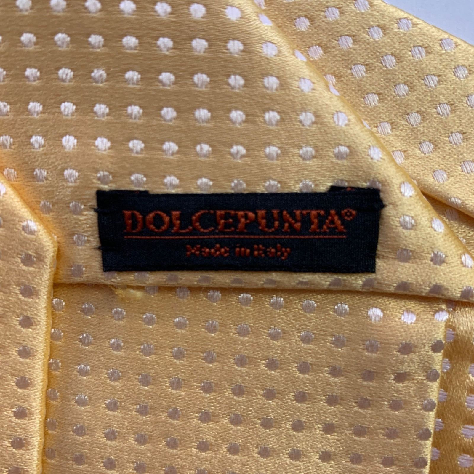 Dolcepunta DOLCEPUNTA Yellow White Polka Dot Silk Tie Size ONE SIZE - 3 Thumbnail