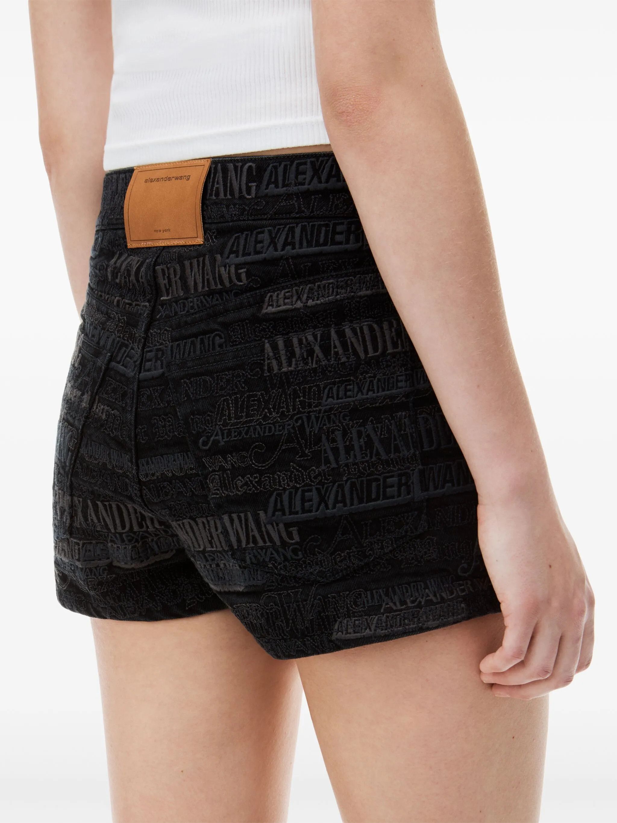 Alexander Wang o1s22i1n0225 Embroidered Lettering Short in Black Size 29" - 5 Thumbnail