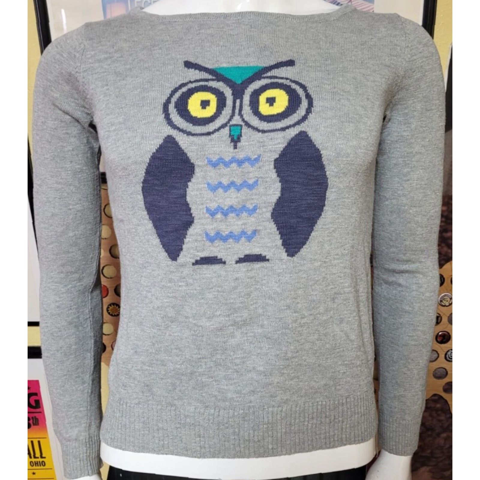 Mossimo Womens Mossimo Owl Pullover Sweater Small Intarsia NWT NEW Gray Cotton 100% Mossimo Owl Pullover Sweater Mens Womens Girls Boys Size S / US 4 / IT 40 - 2 Thumbnail