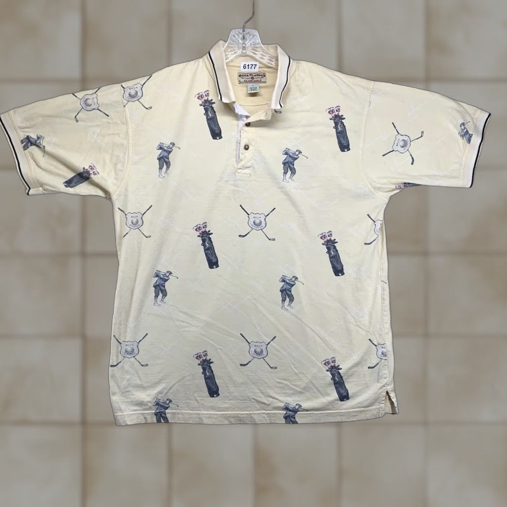Vintage VINTAGE Boca Classics Golf Polo Shirt All Cotton Yellow, 90s Print, Short Sleeve, Regular Fit, Size L, Men Size US L / EU 52-54 / 3 - 1 Thumbnail