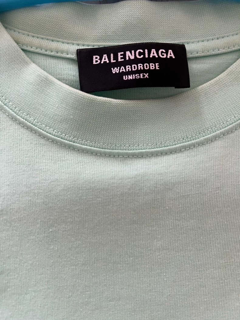Balenciaga Balenciaga Mint Green Short Sleeve Tee Size US S / EU 44-46 / 1 - 4 Thumbnail