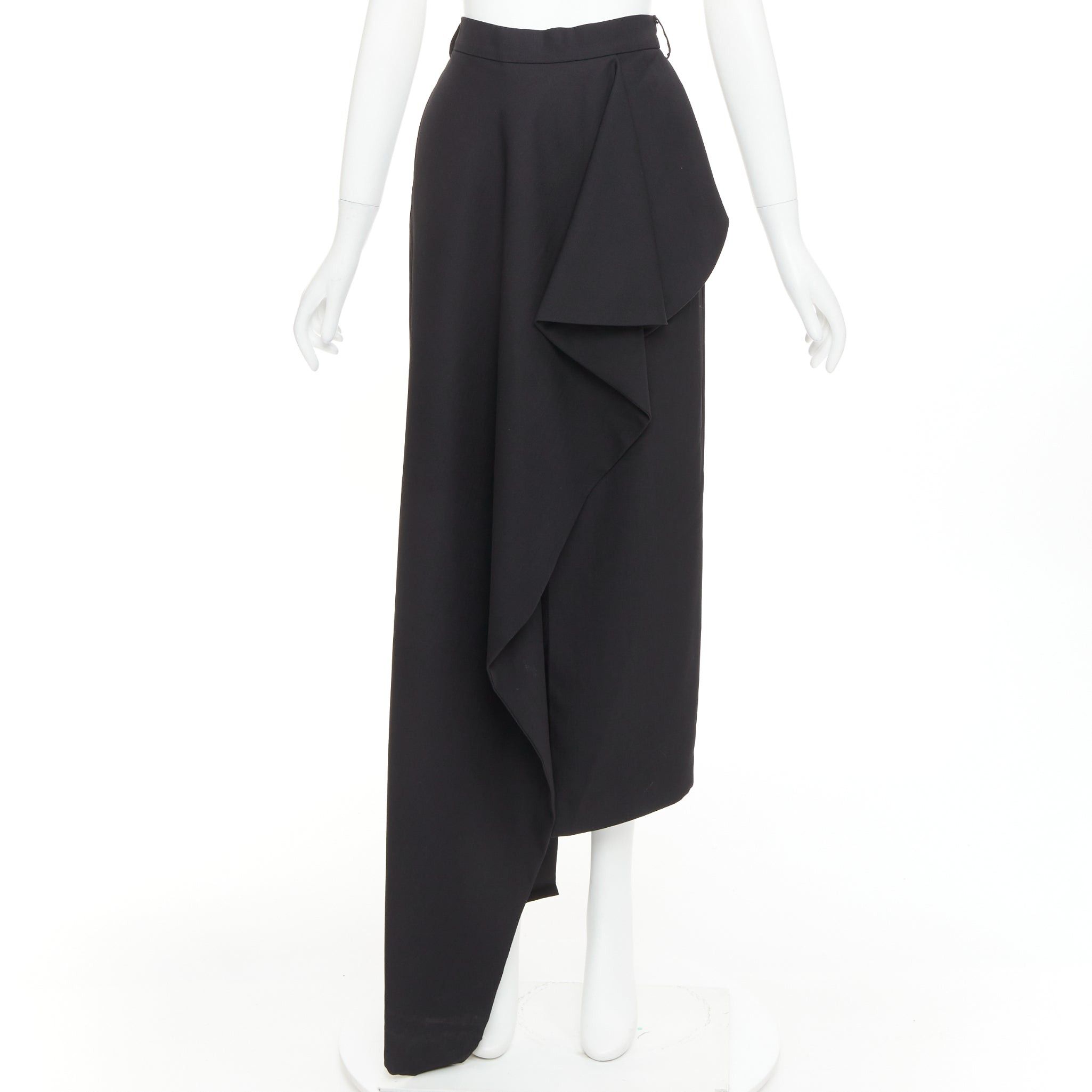 Alexandre Vauthier ALEXANDRE VAUTHIER COUTURE black wool asymmetric cascade ruffle split skirt Size 26" / US 2 / IT 38 - 1 Thumbnail
