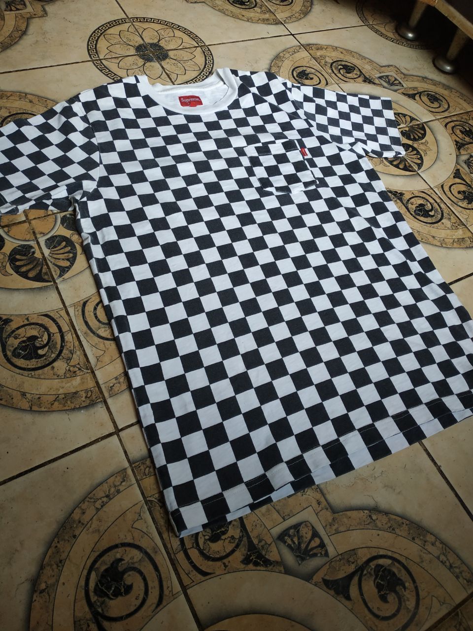 Supreme Supreme Checkerboard Pocket Tee Black/White Small Box Logo Size US M / EU 48-50 / 2 - 7 Thumbnail