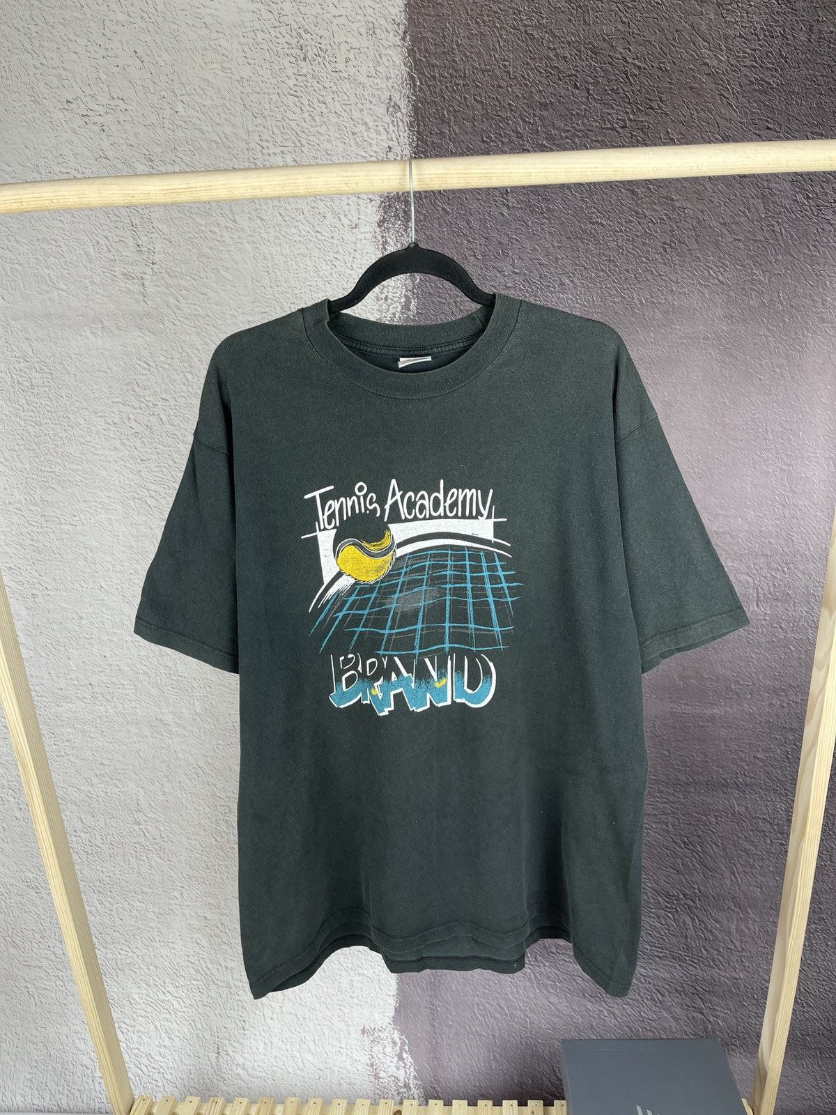 Band Tees Jerzees vintage 90s Tennis Academy Brand band tee shirt Size US XL / EU 56 / 4 - 1 Thumbnail