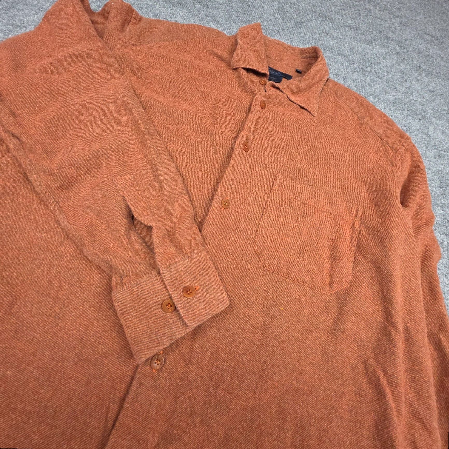 Ermenegildo Zegna VINTAGE Ermenegildo Zegna Flannel Shirt Button-Up XL Orange Cotton Men's Italy Size US XL / EU 56 / 4 - 2 Thumbnail