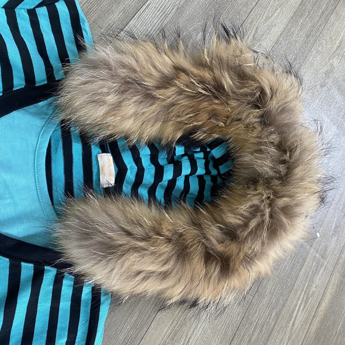 2000s Cholfly Skull Stripe IfSixWasNine Kmrii Fur Hoodie Tee