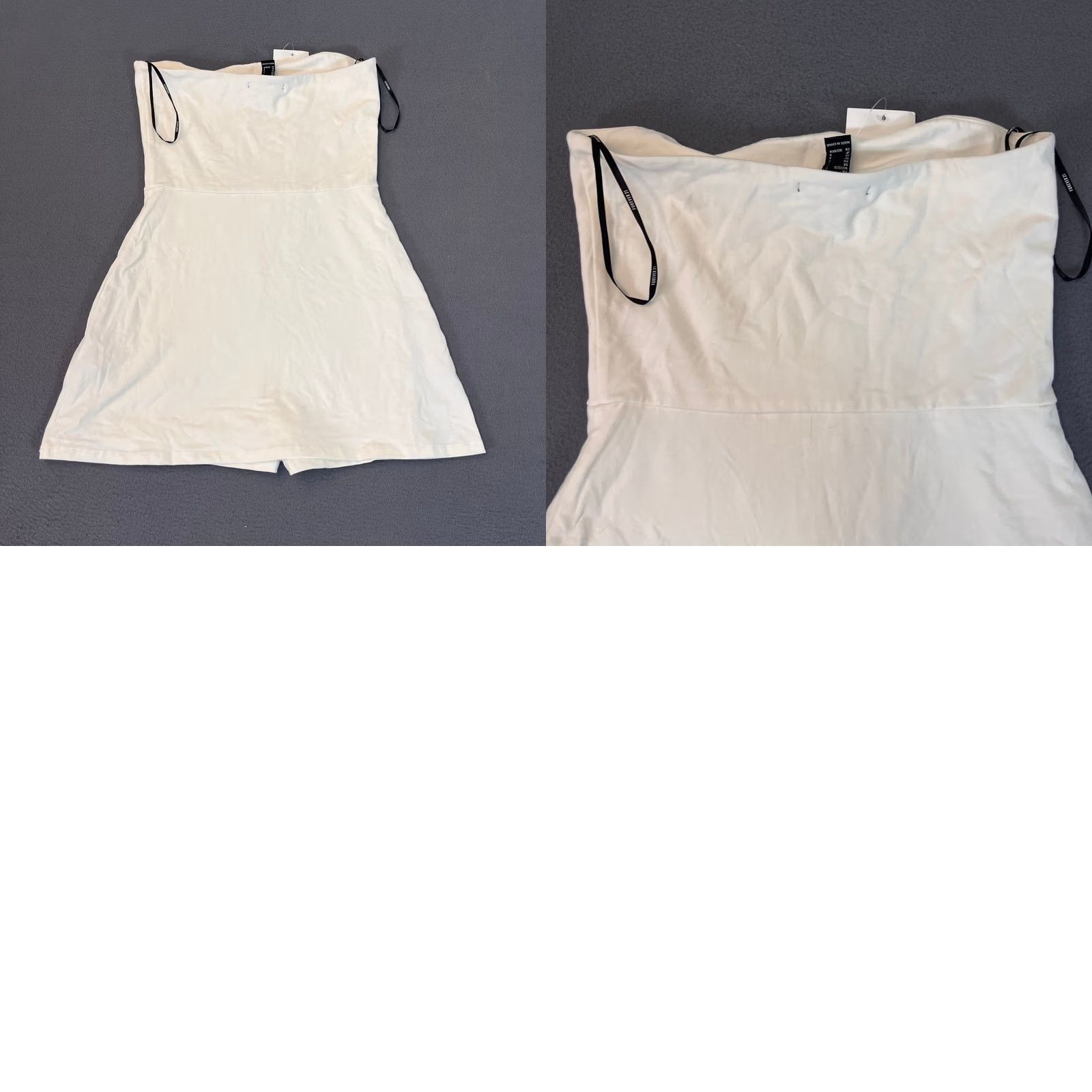 Forever 21 FOREVER 21 FIT AND FLARE DRESS Womens S White Mini Strapless Cotton NWT Size S / US 4 / IT 40 - 8 Thumbnail