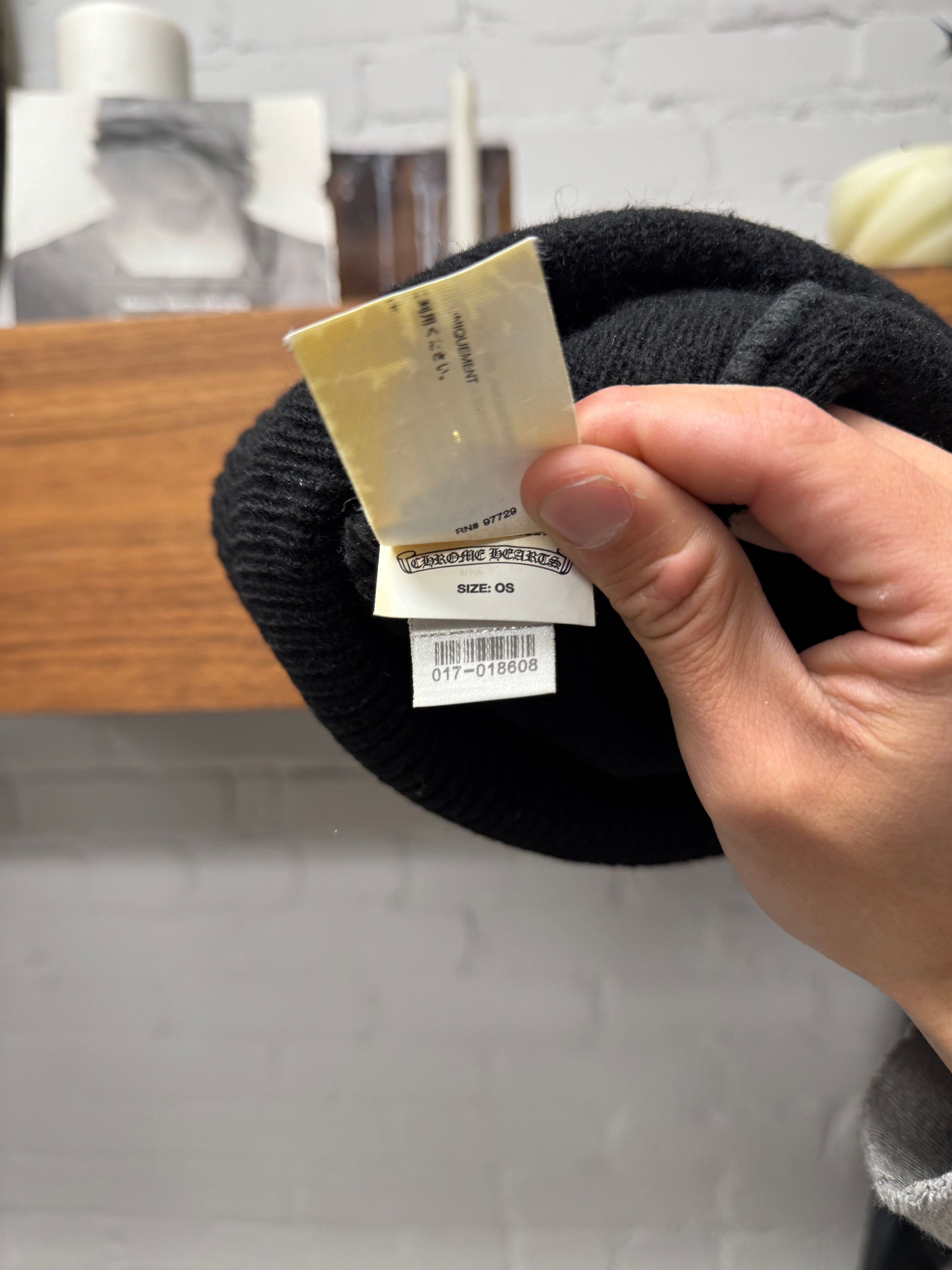 Chrome Hearts Chrome Hearts Black Ribbed ‘Plus Cross’ Wool Knit Beanie Size ONE SIZE - 6 Thumbnail