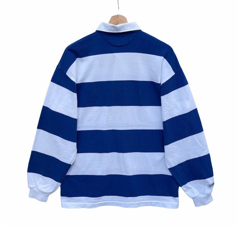 Barbarian × Rugby Ralph Lauren × Vintage Vintage 90s Barbarian Rugby Wear Striped Long Sleeve Shirt Size US L / EU 52-54 / 3 - 7 Thumbnail