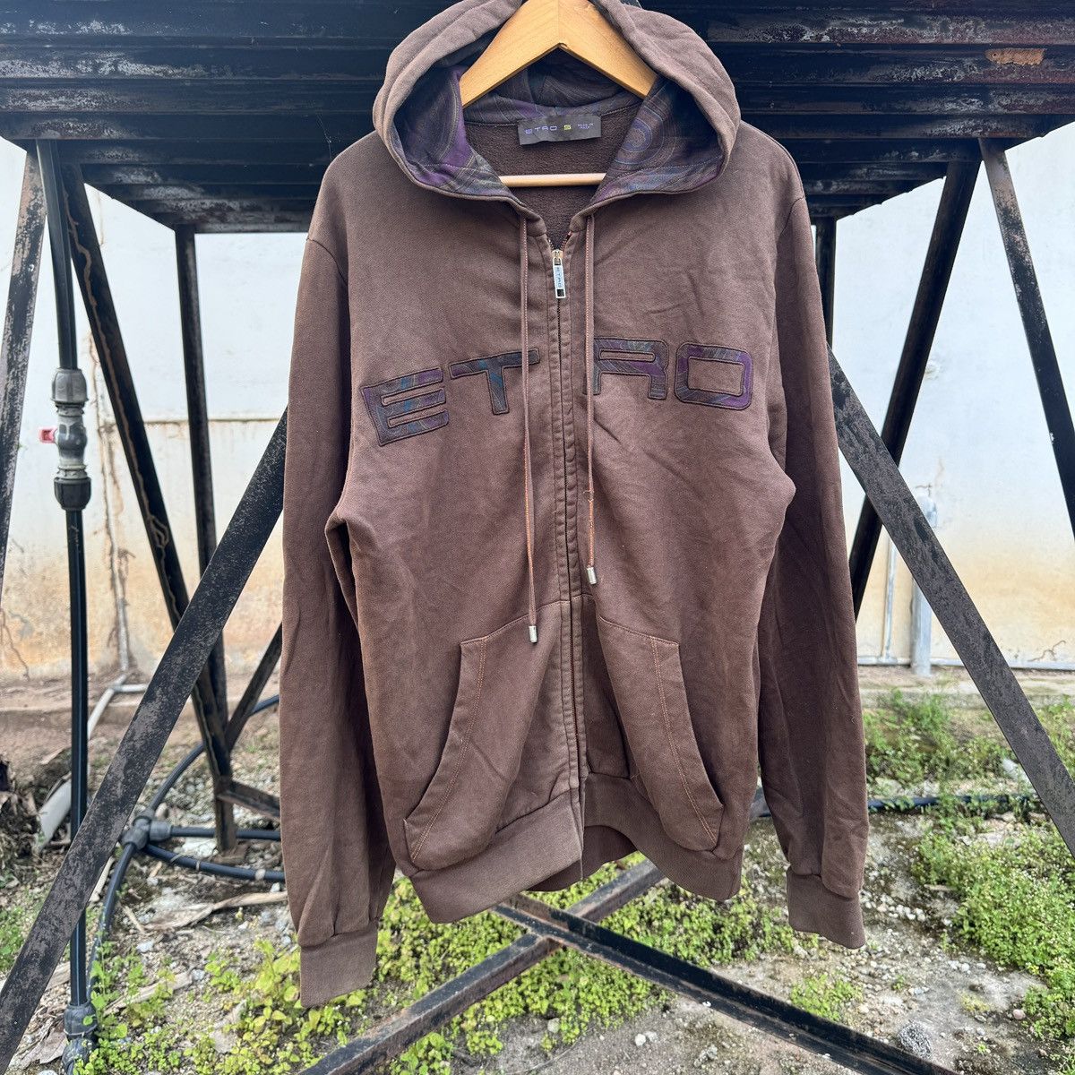 Etro Etro brown full-zip hoodie with purple paisley Size US M / EU 48-50 / 2 - 1 Thumbnail