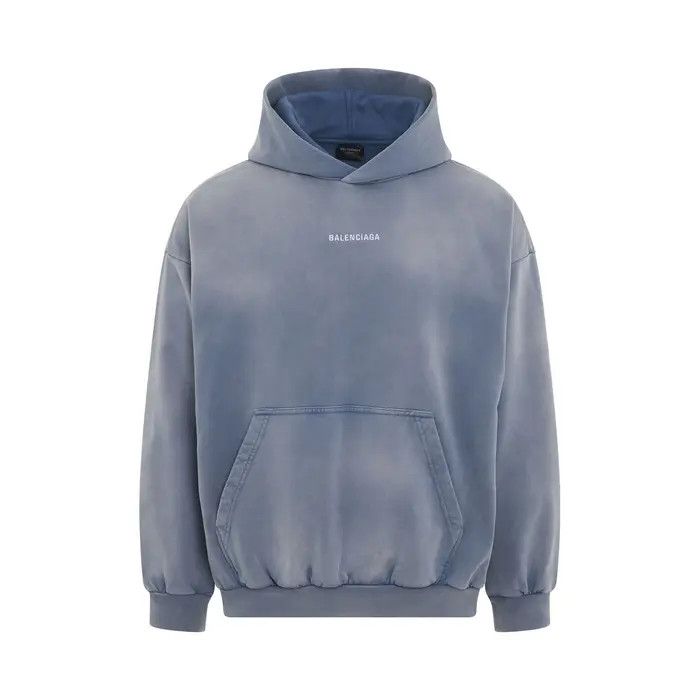 Balenciaga o1bcso1str0326 Back Hoodie Medium Fit in Blue Size US XL / EU 56 / 4 - 1 Thumbnail