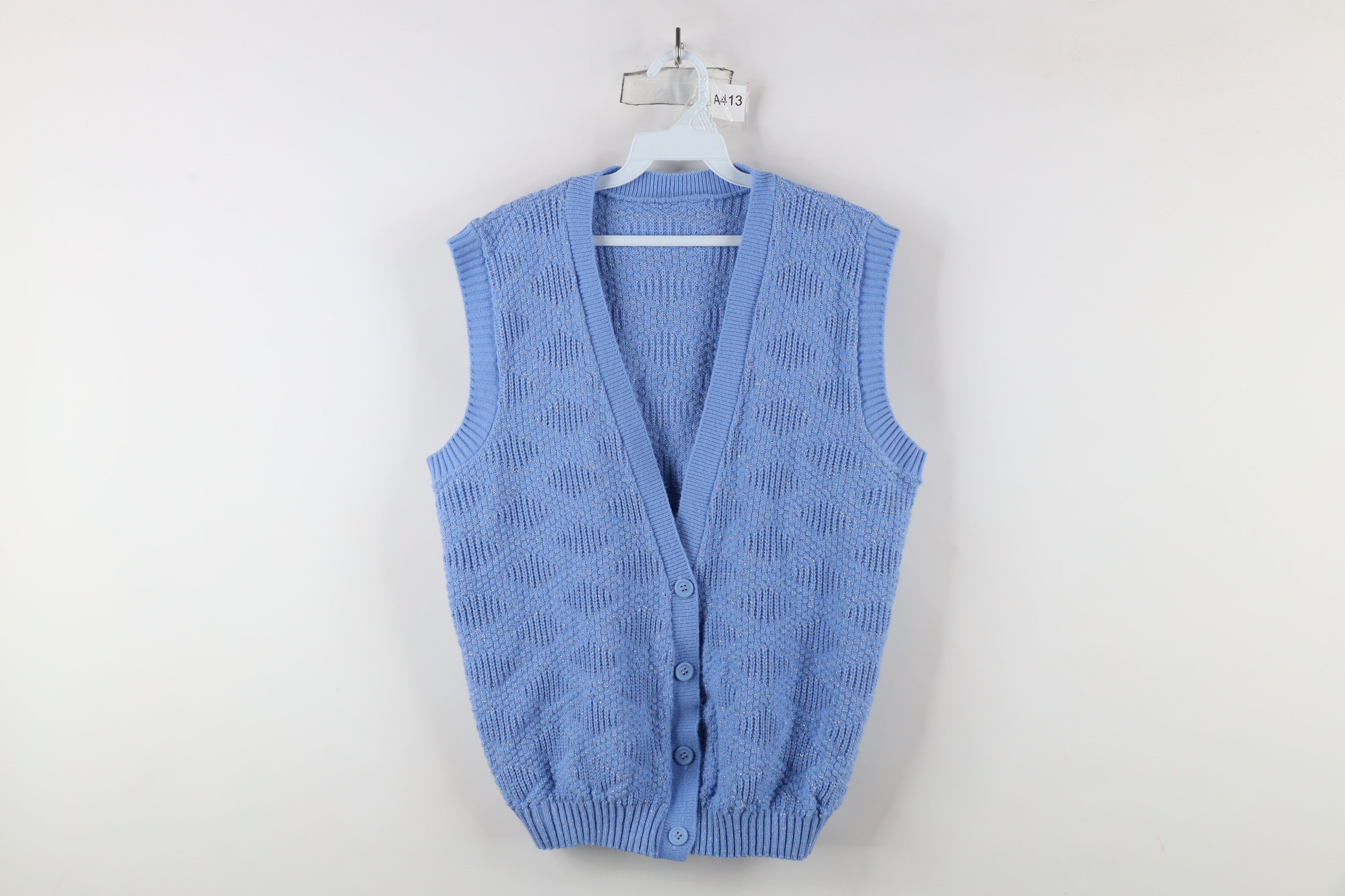Vintage Vintage 90s Streetwear Textured Knit Sweater Vest USA Size L / US 10 / IT 46 - 1 Thumbnail