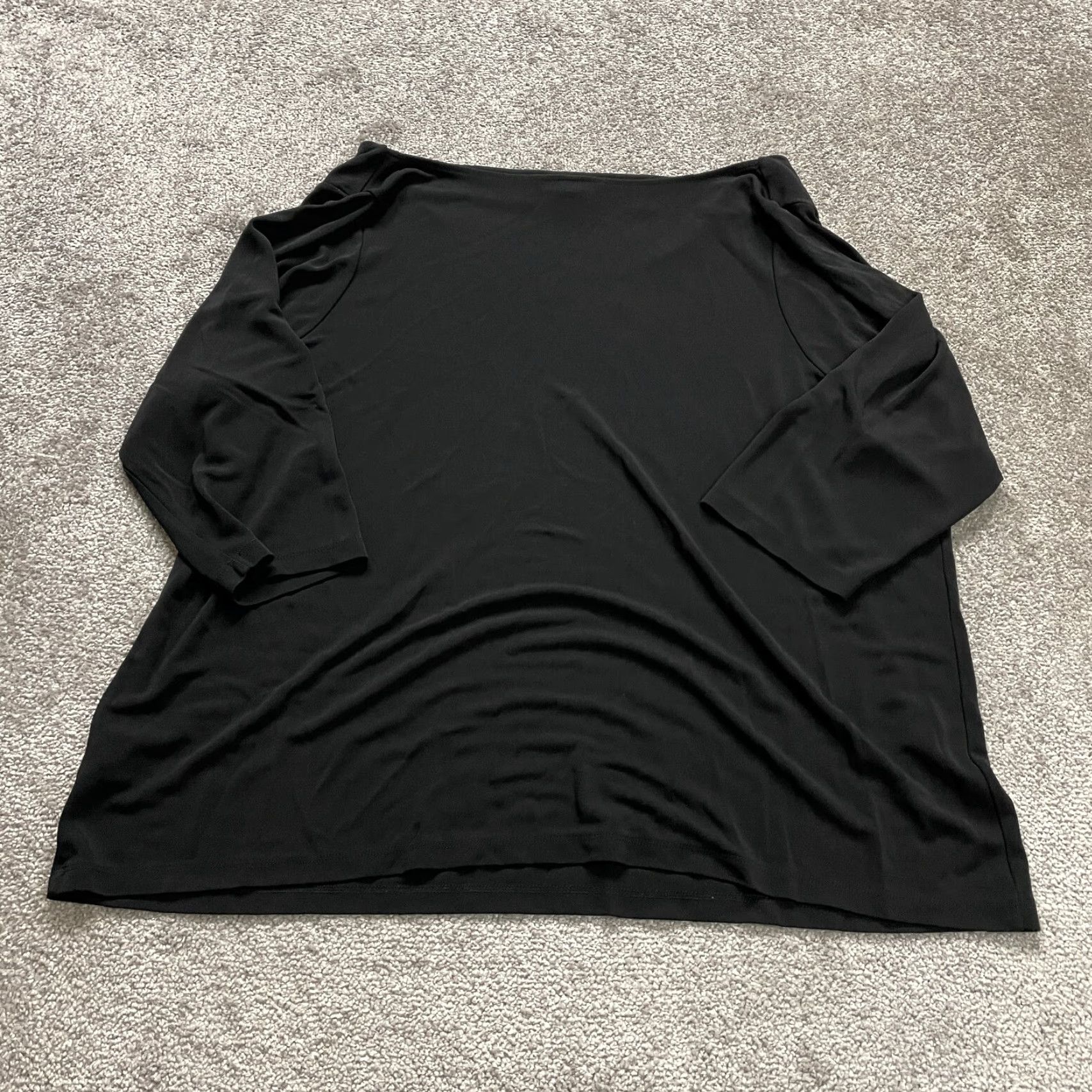 Lands' End Lands' End Blouse Womens 3XL Solid Black 3/4 Sleeve Cowl Neck Stretch Casual Top Size XXL / US 16-18 / IT 52-54 - 2 Thumbnail