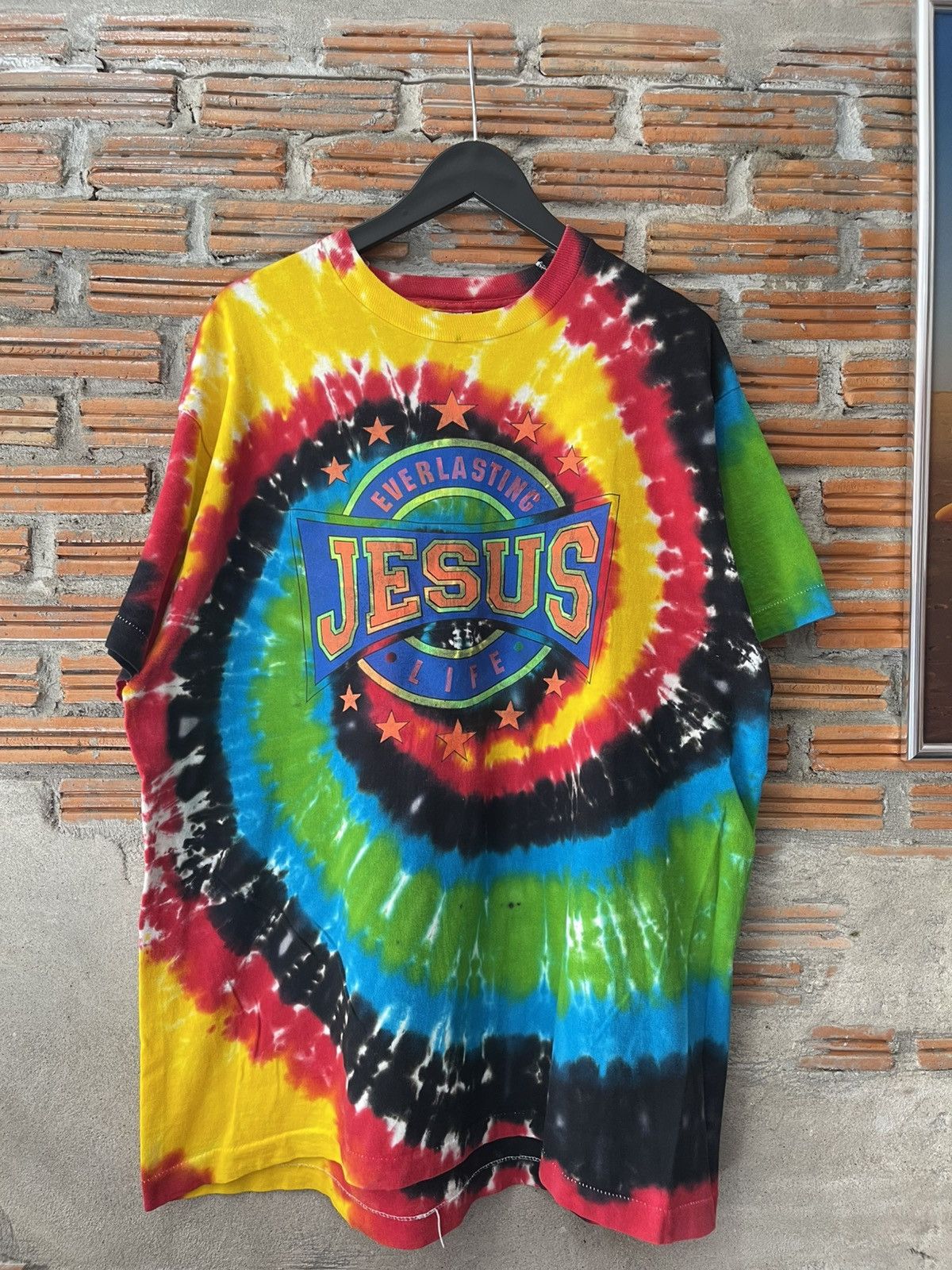 Vintage VINTAGE 90s Tie Dye JESUS EVERLASTING LIFE T-Shirt XL Size US XL / EU 56 / 4 - 7 Thumbnail