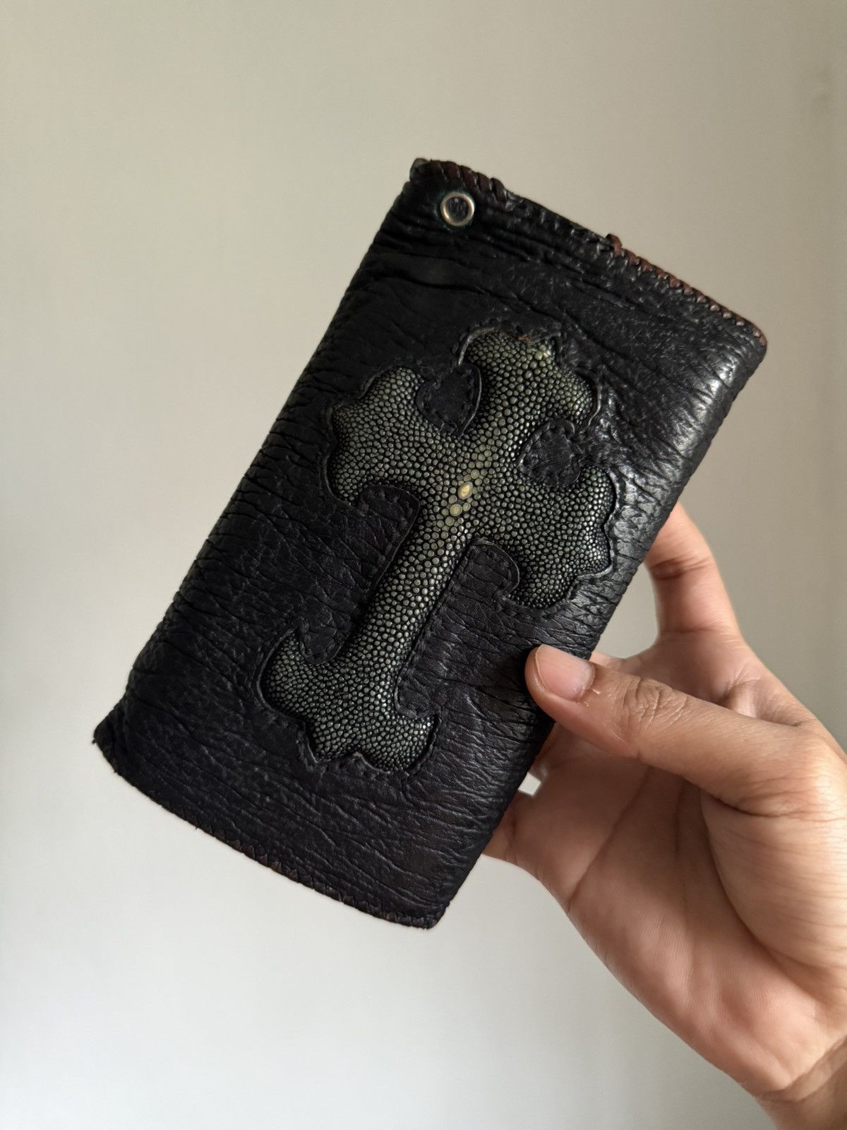 Handmade Godsize Shark Skin Leather with Stingray leather cross Size ONE SIZE - 1 Thumbnail
