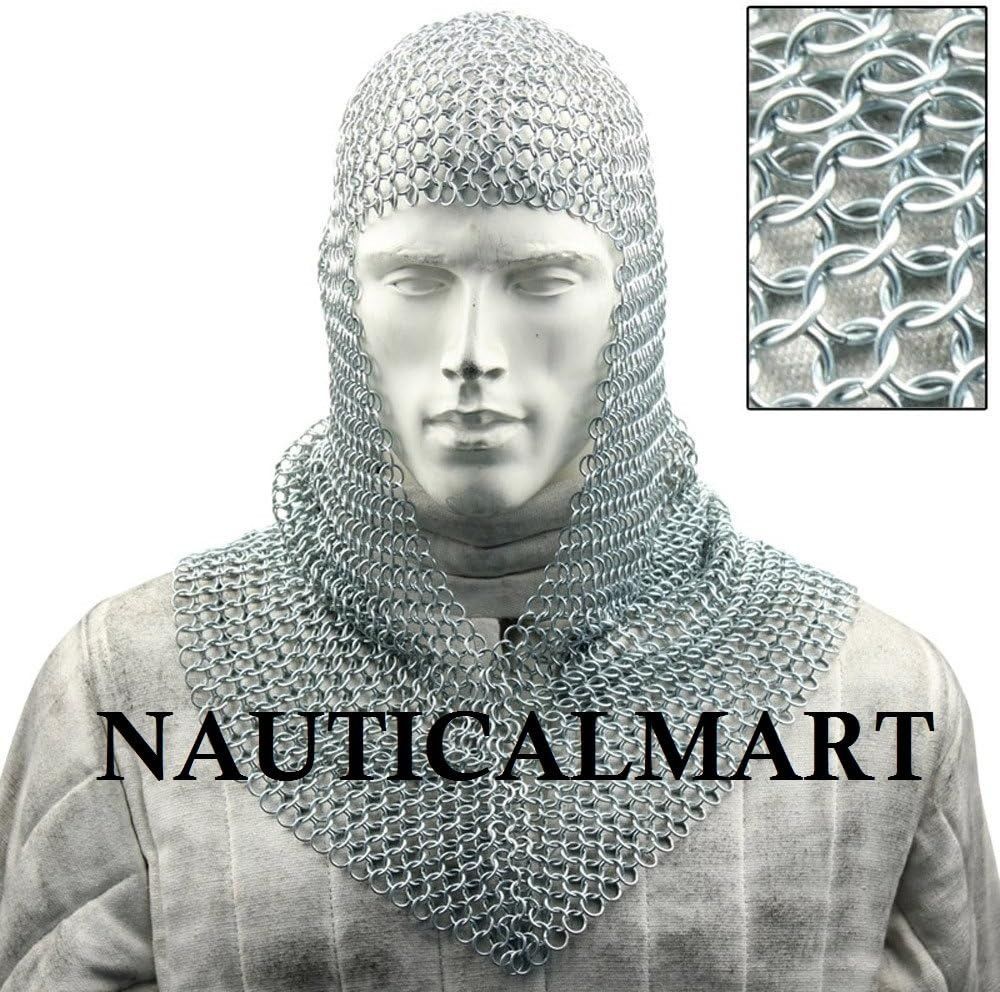 Other Medieval Battle Chainmail V Faced Mild Steel Coif Size ONE SIZE - 1 Preview