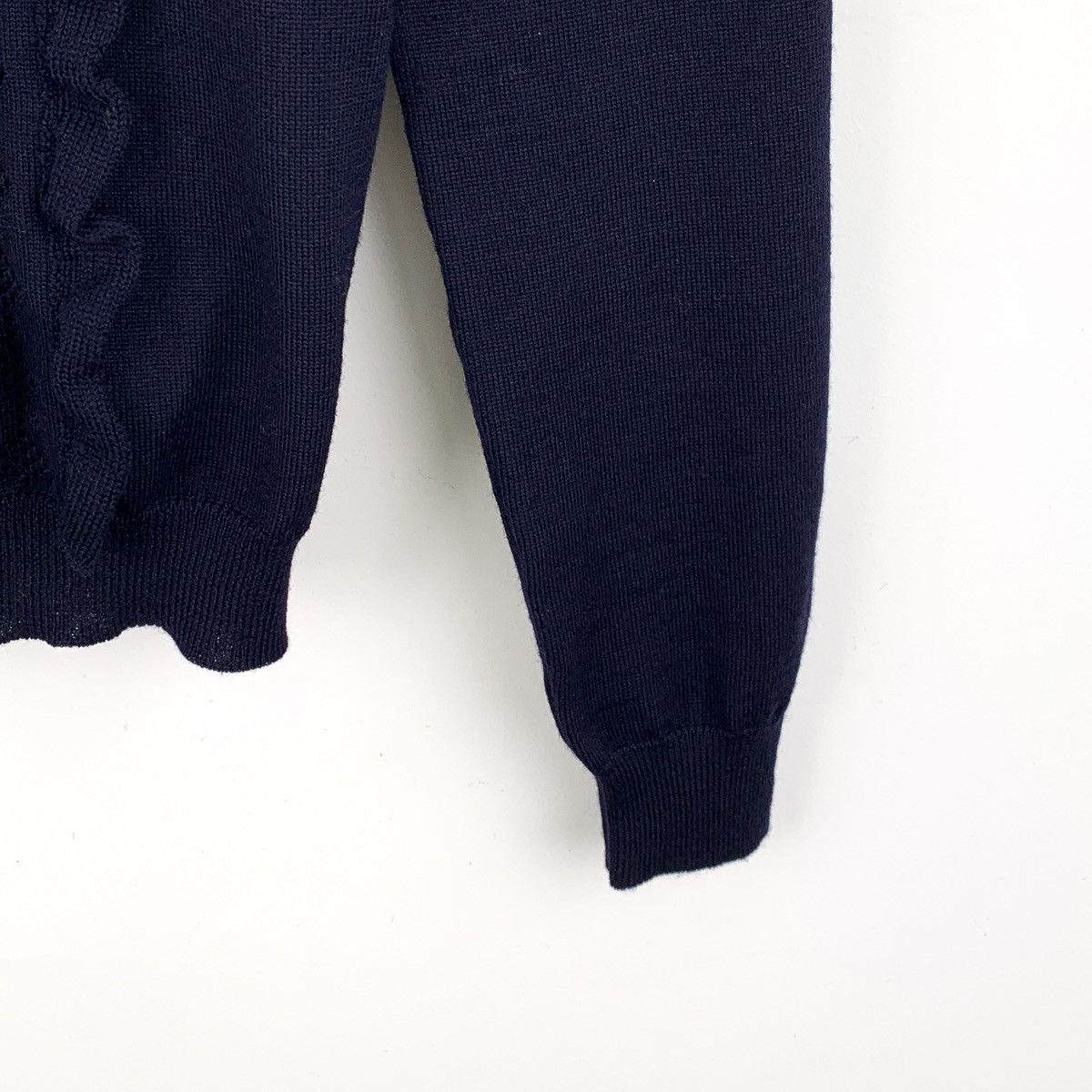 Miu Miu Miu Miu Navy Lace Trim Wool Long Sleeve Knit Sweater K26WX Size XS / US 0-2 / IT 36-38 - 4 Thumbnail