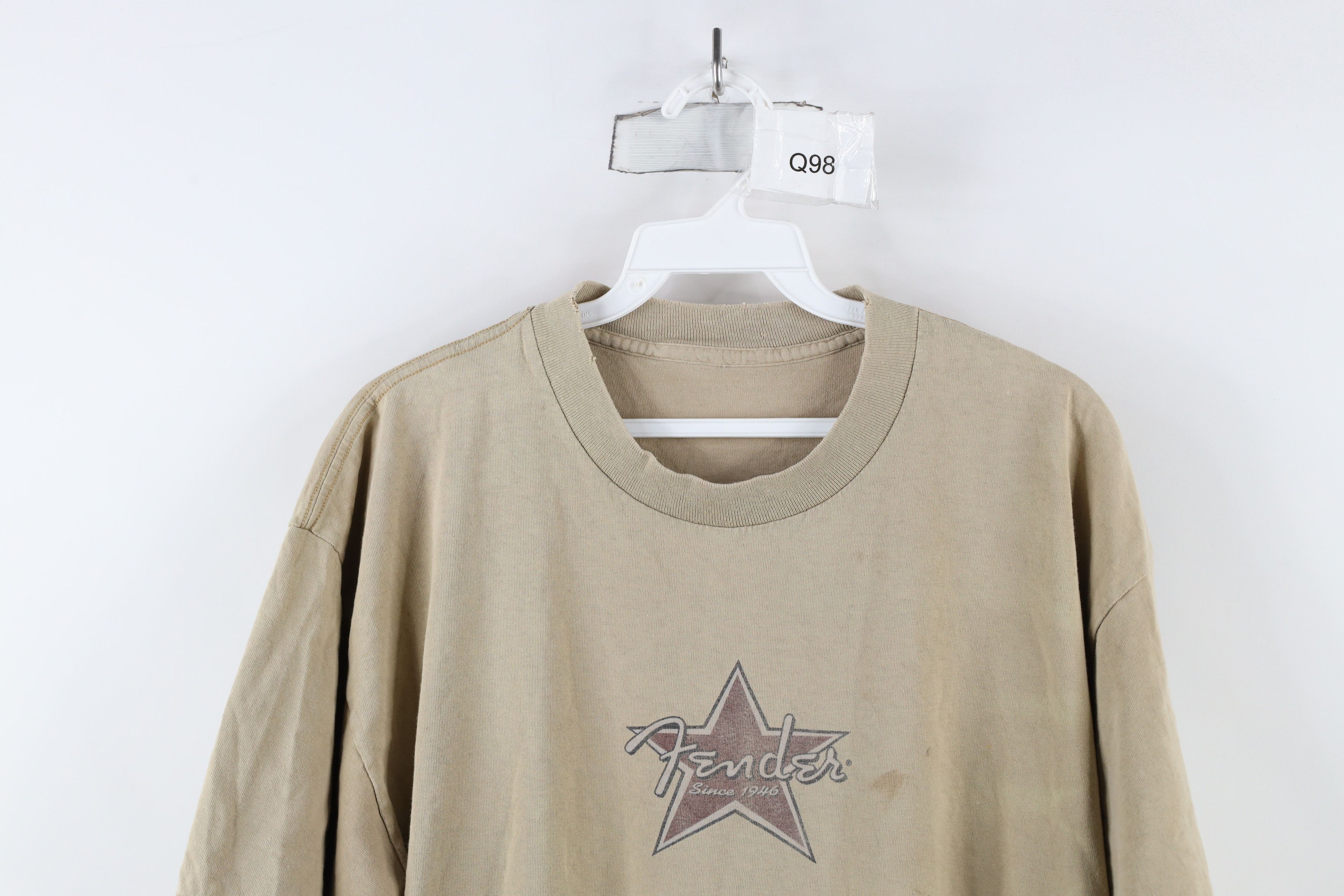 Vintage Vintage 90s Fender Guitar Out Band T-Shirt Beige Cotton USA Size US XL / EU 56 / 4 - 2 Thumbnail