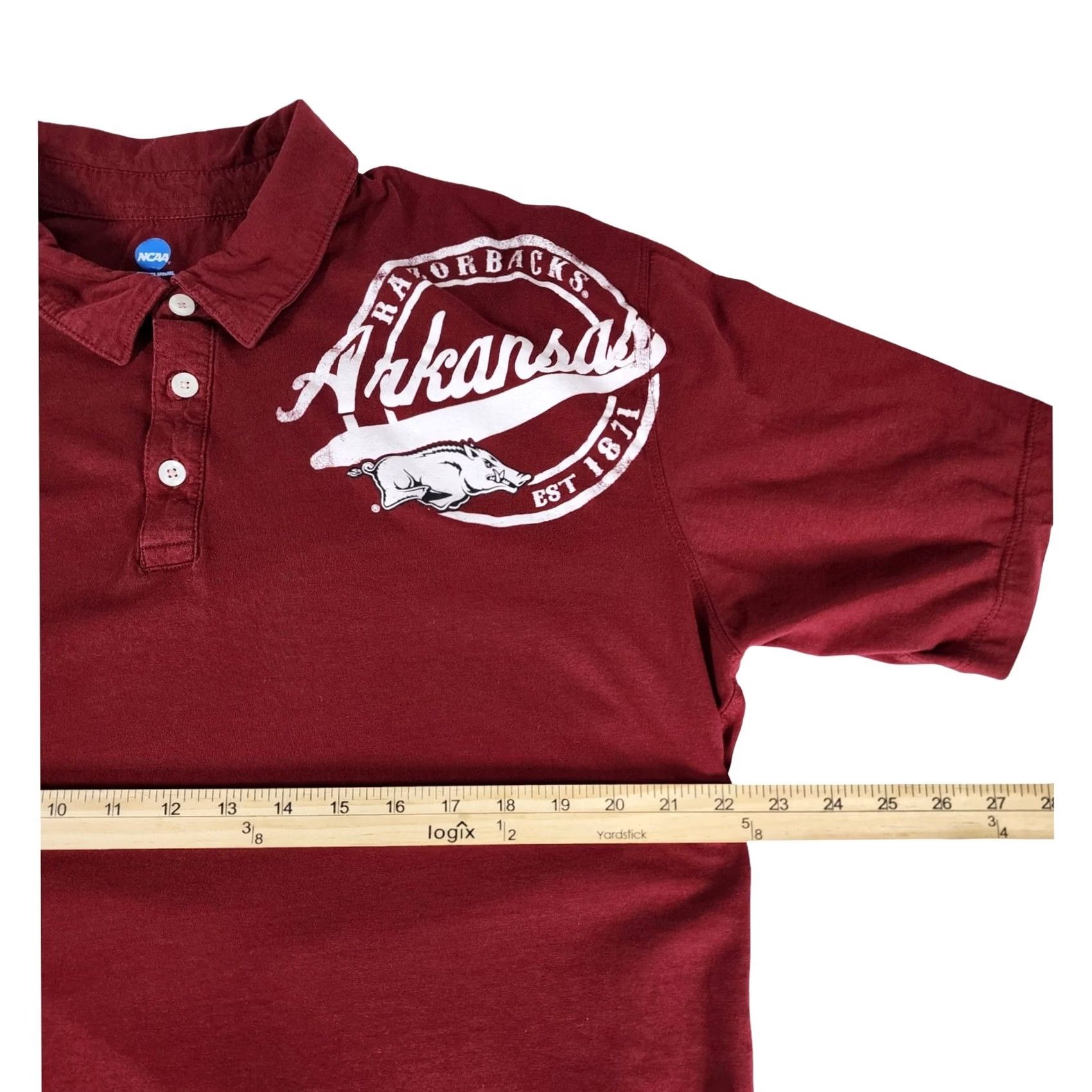 Vintage NCAA Arkansas Razorbacks Polo Shirt Mens 2XL Red Cotton Knights Apparel Graphic Print Size US XXL / EU 58 / 5 - 4 Thumbnail