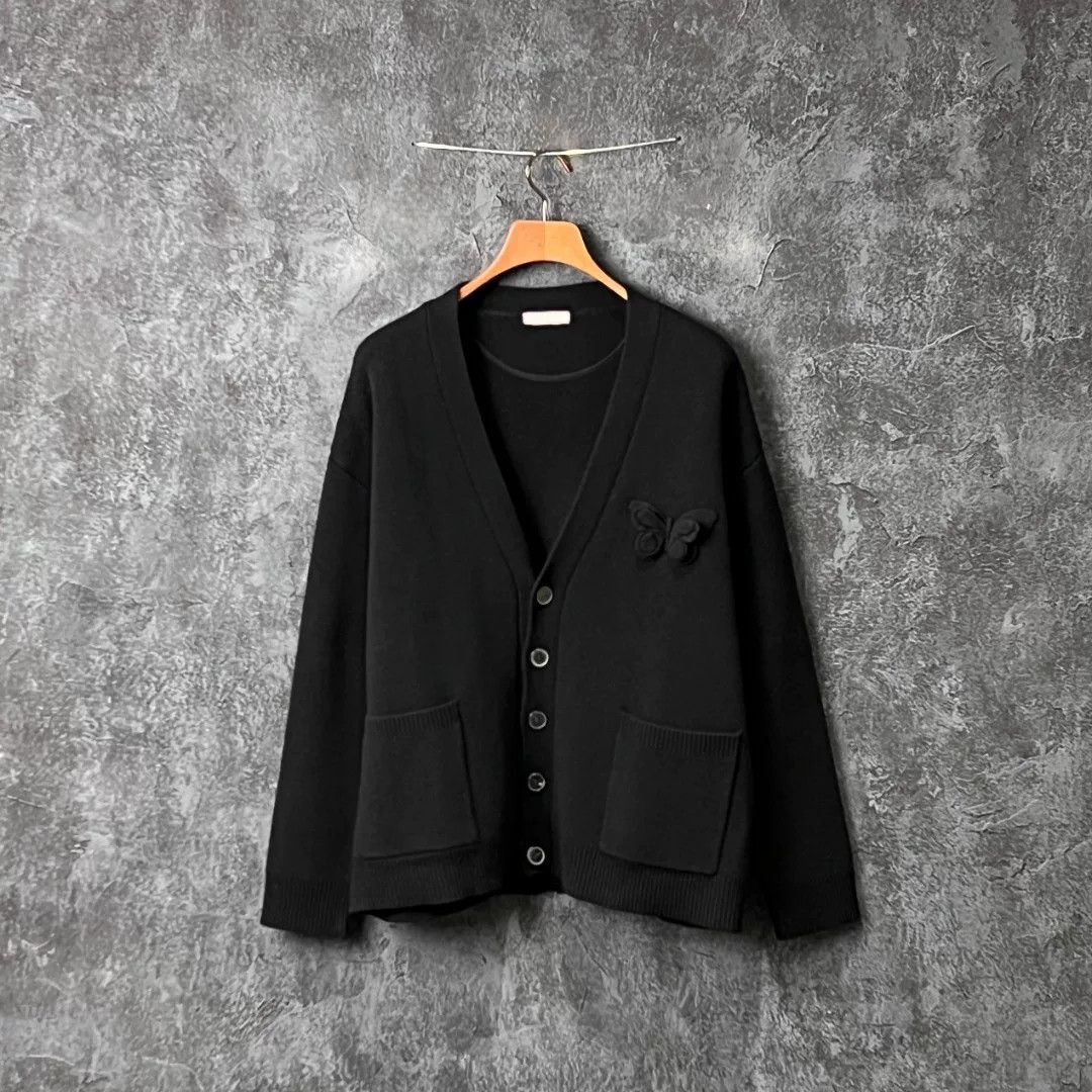 Valentino Valentino Black V-Neck Wool Cardigan Size US M / EU 48-50 / 2 - 1 Thumbnail