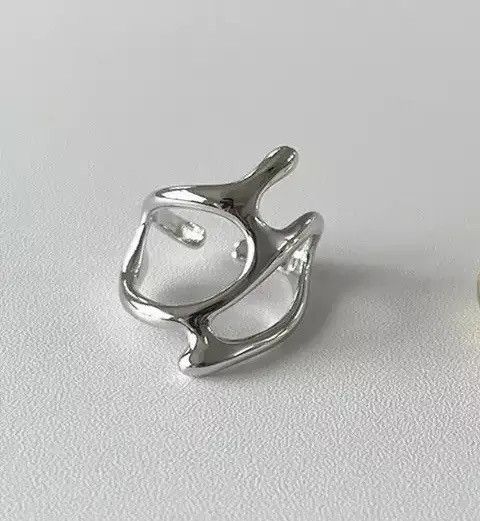 Handmade × Jewelry Abstract Ring Slime Silver Modern Punk Art Psychedelic Size ONE SIZE - 2 Thumbnail