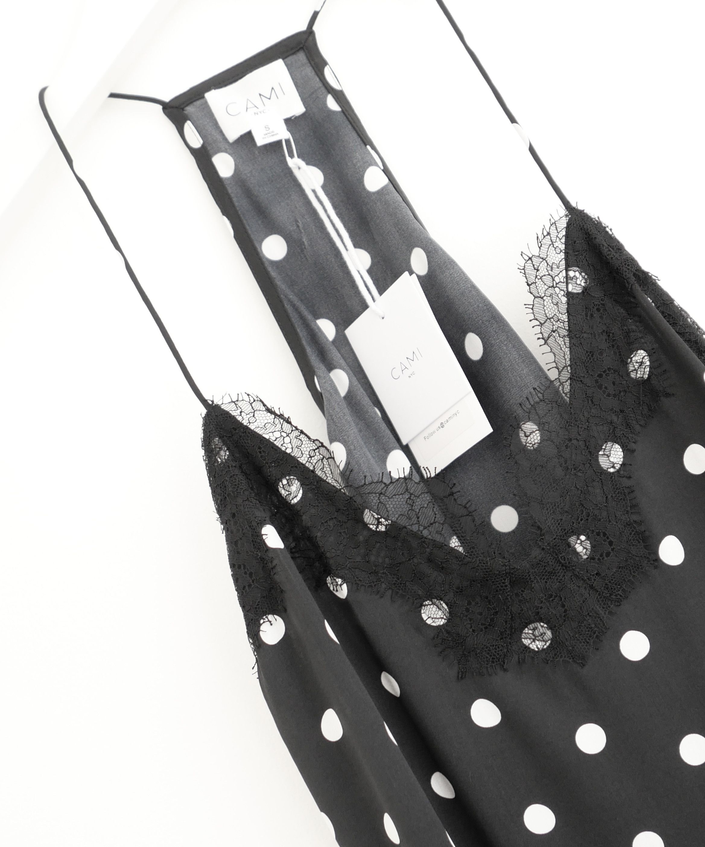 CAMI NYC Cami NYC The Racer Polka Dot Silk & Lace Cami Vest Size S / US 4 / IT 40 - 2 Thumbnail