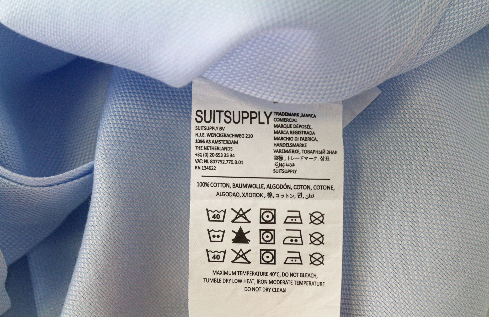 Suitsupply 37/14 1/2 Slim Fit Blue Cotton Button-Up Shirt 79361 Size 38R - 6 Thumbnail