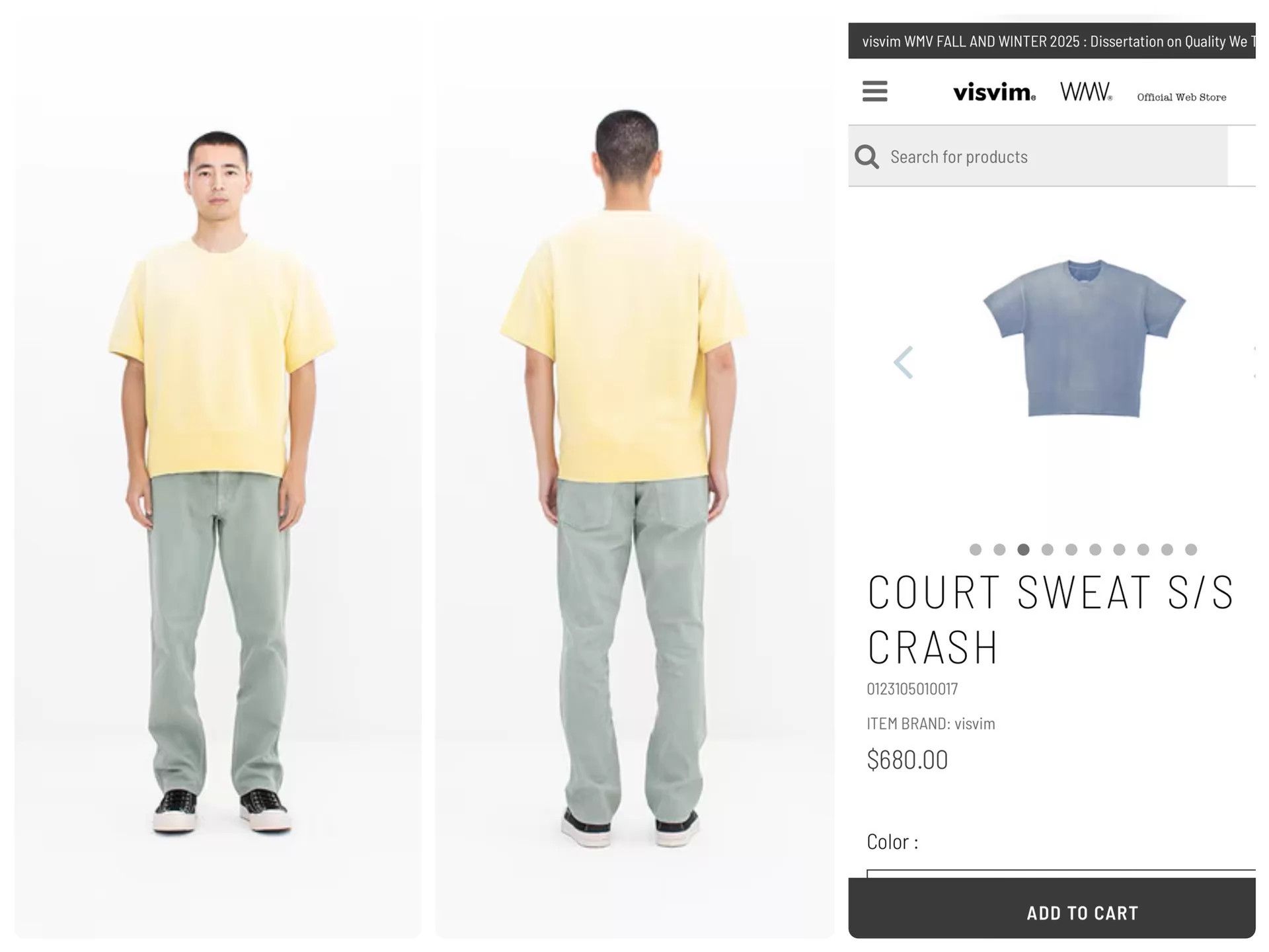 Visvim visvim 23ss court sweat s/s crash distressed blue 3 Size US L / EU 52-54 / 3 - 9 Thumbnail