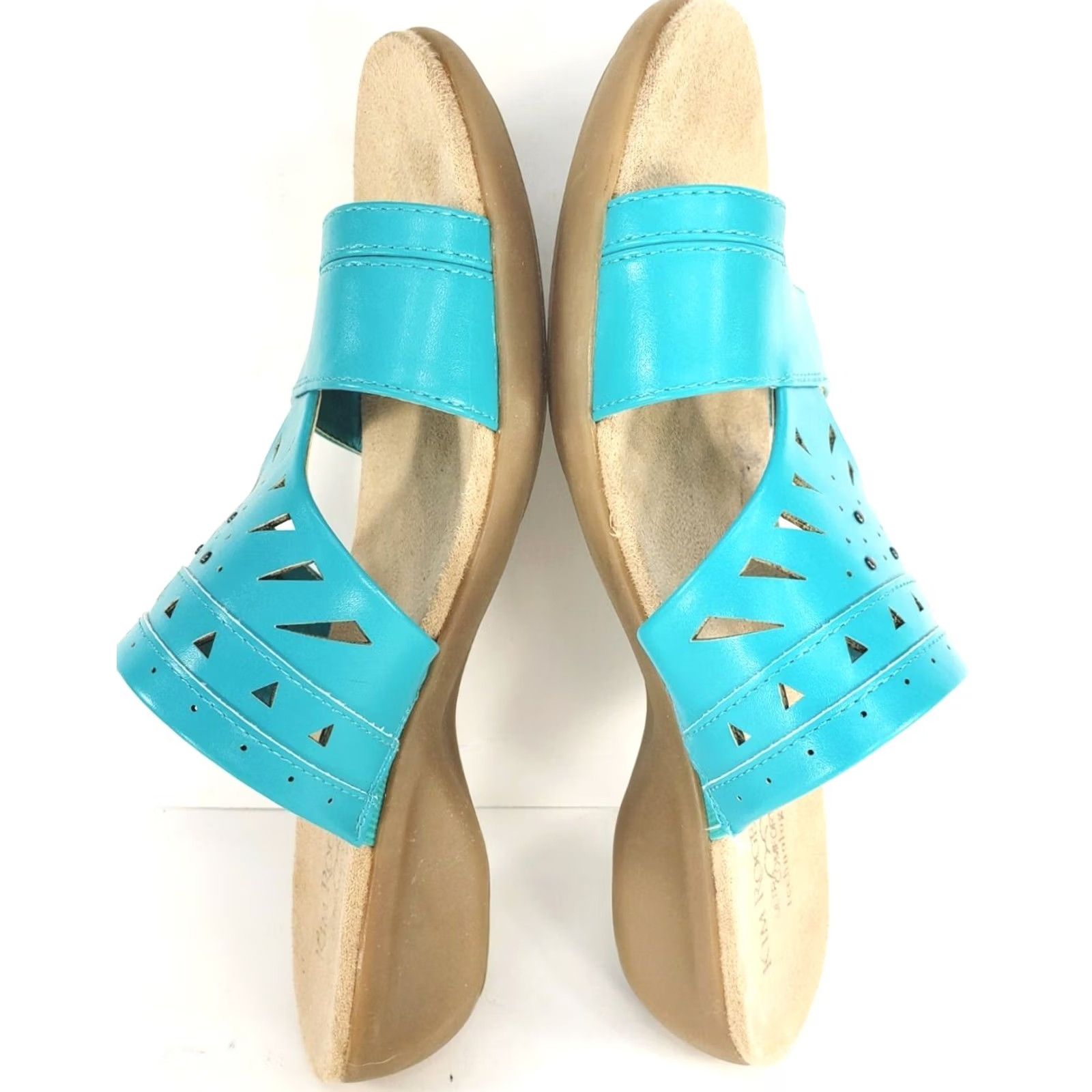 Vintage Kim Rogers Tauren Women's 8M Ultra Comfort Slip On Sandals Turquoise Blue Size US 8 / IT 38 - 7 Thumbnail