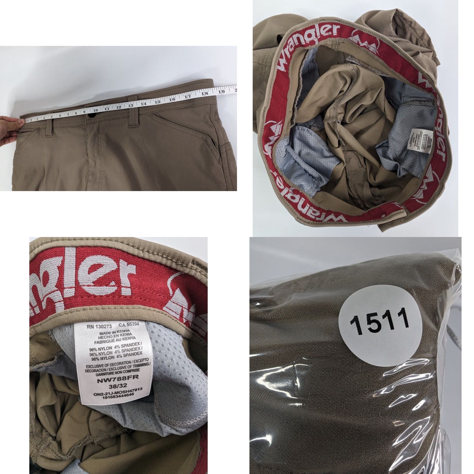 Wrangler Wrangler Men's Pants 38x32 Khaki Cargo Pants Nylon Pockets Straight Leg Belt Loops 38 32 Regular? Size US 38 / EU 54 - 8 Thumbnail