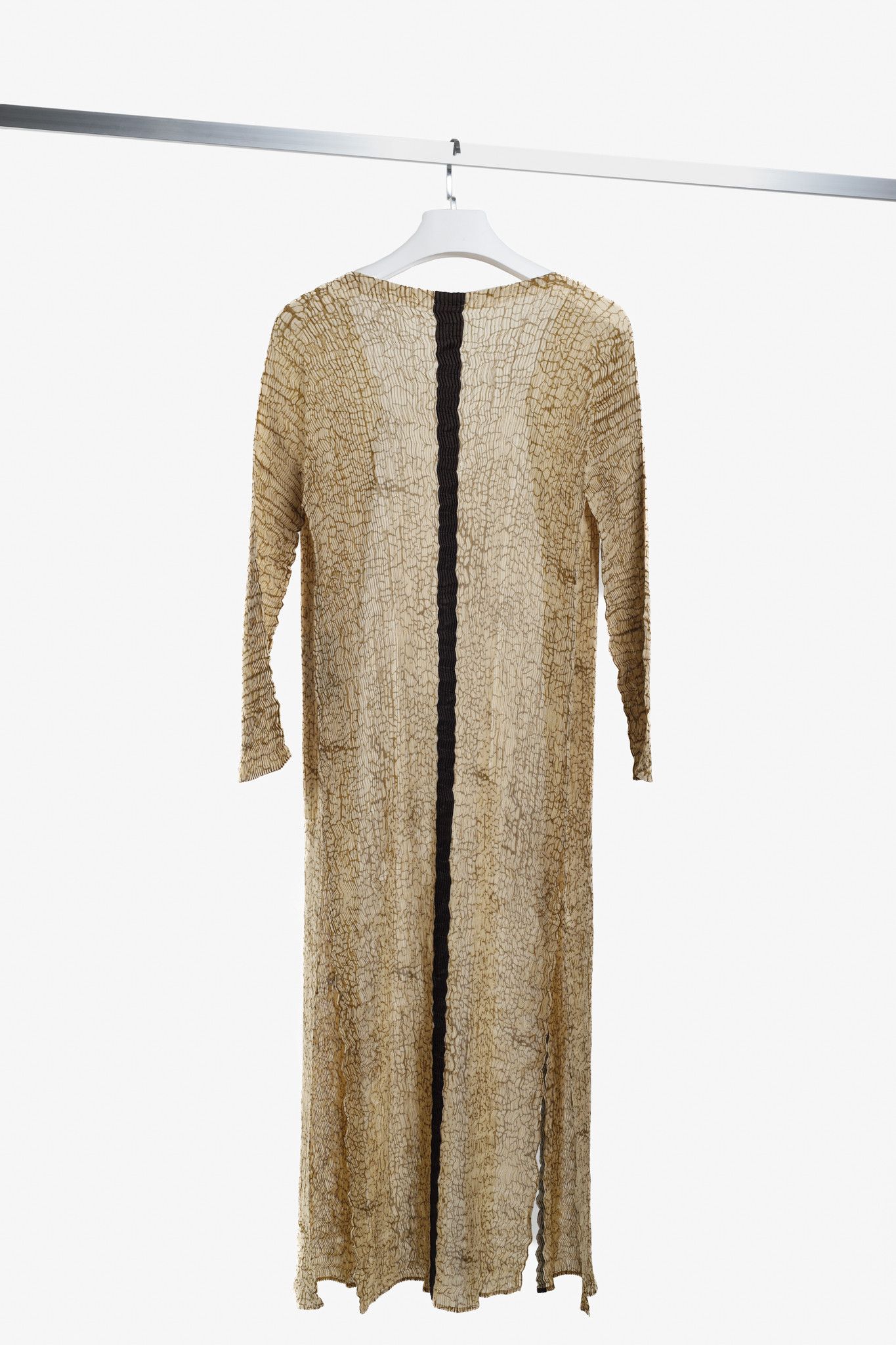 Issey Miyake Issey Miyake Archival Tan Zigzag Pleats Long Duster Size M / US 6-8 / IT 42-44 - 2 Thumbnail