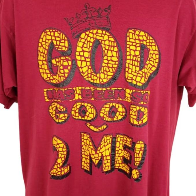 Fruit Of The Loom VINTAGE Fruit of the Loom Christian T Shirt Mens Large 90s God Has Been So Good Made In USA Red Cotton Blend Short Sleeve Crew Neck Size US L / EU 52-54 / 3 - 2 Thumbnail