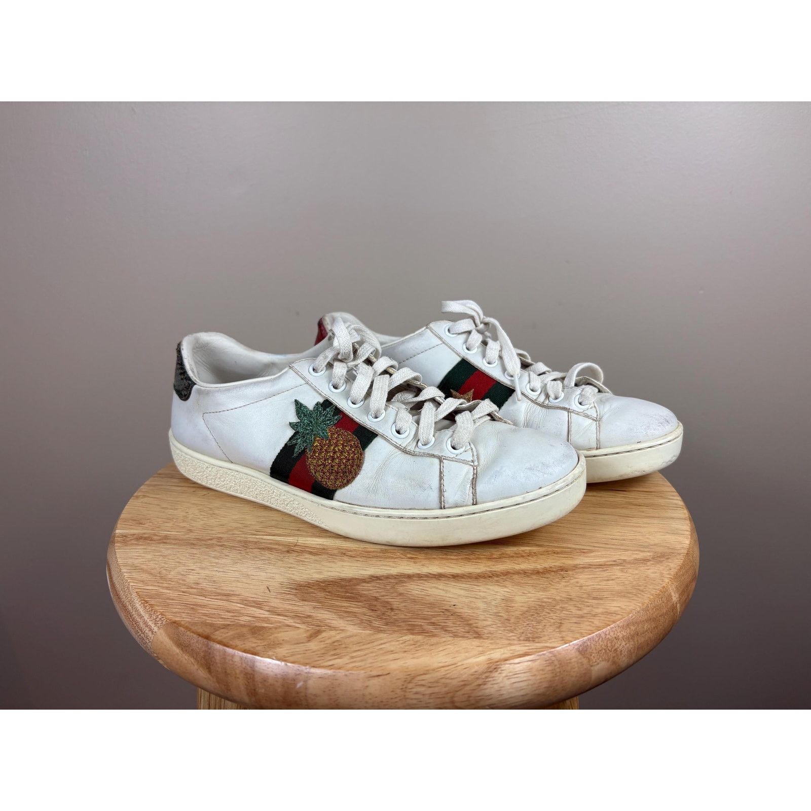 Gucci Authentic Gucci Ace White Leather Embroidered Sneaker Size US 6.5 / IT 36.5 - 1 Thumbnail