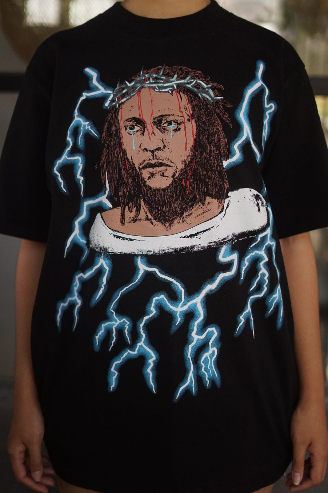 Rap Tees Kendrick Lamar Not Like Us Jesus American Thunder Tee Size US XL / EU 56 / 4 - 1 Thumbnail
