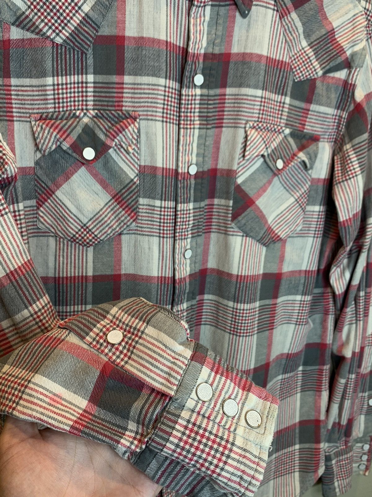 RRL Ralph Lauren RARE* RRL Ralph Lauren Plaid Distressed Western Button Shirt Size US M / EU 48-50 / 2 - 3 Thumbnail