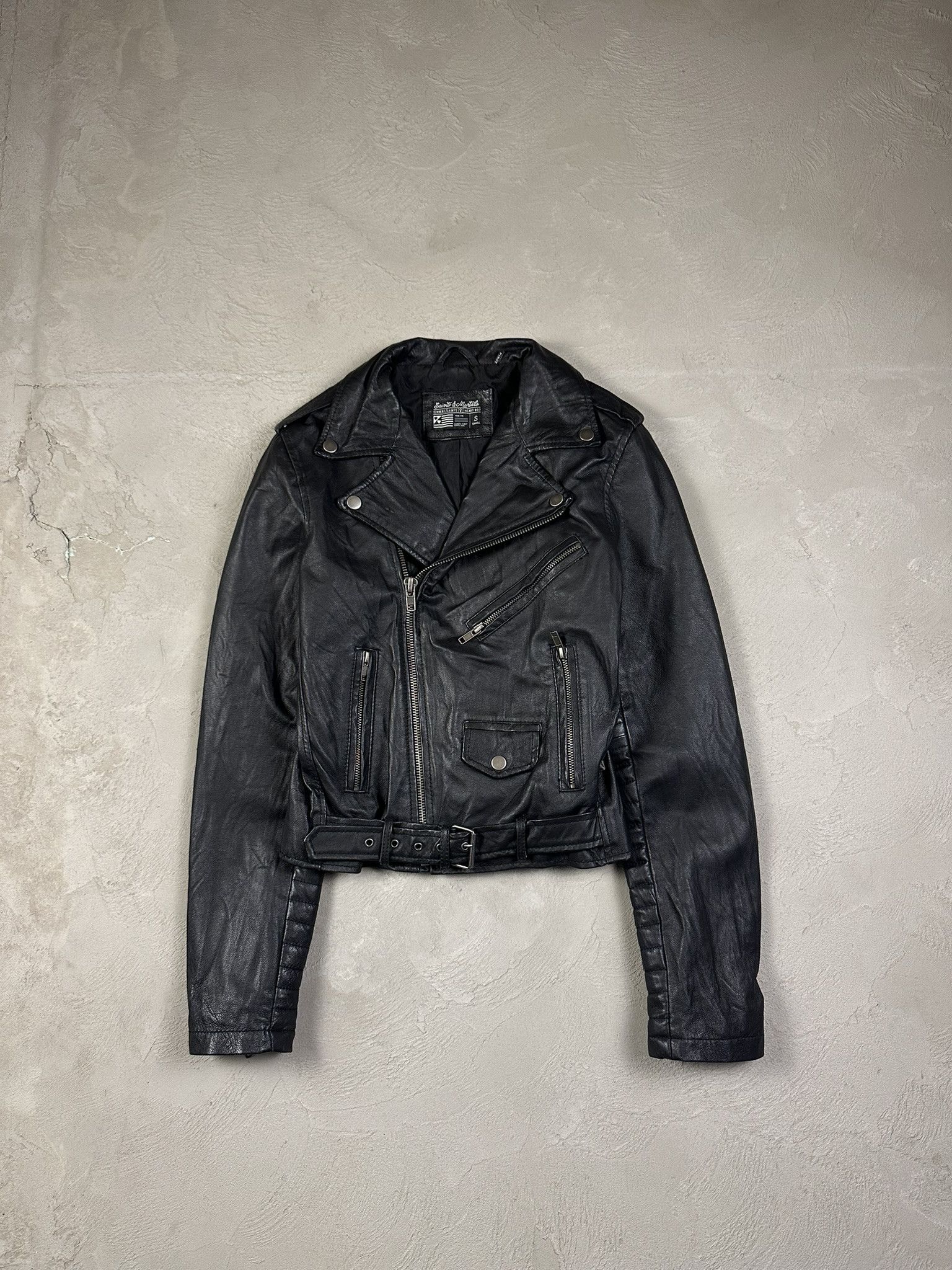 Vintage 00s Vintage Leather Ramonese Biker Moto Boxy Jacket Size S / US 4 / IT 40 - 1 Thumbnail
