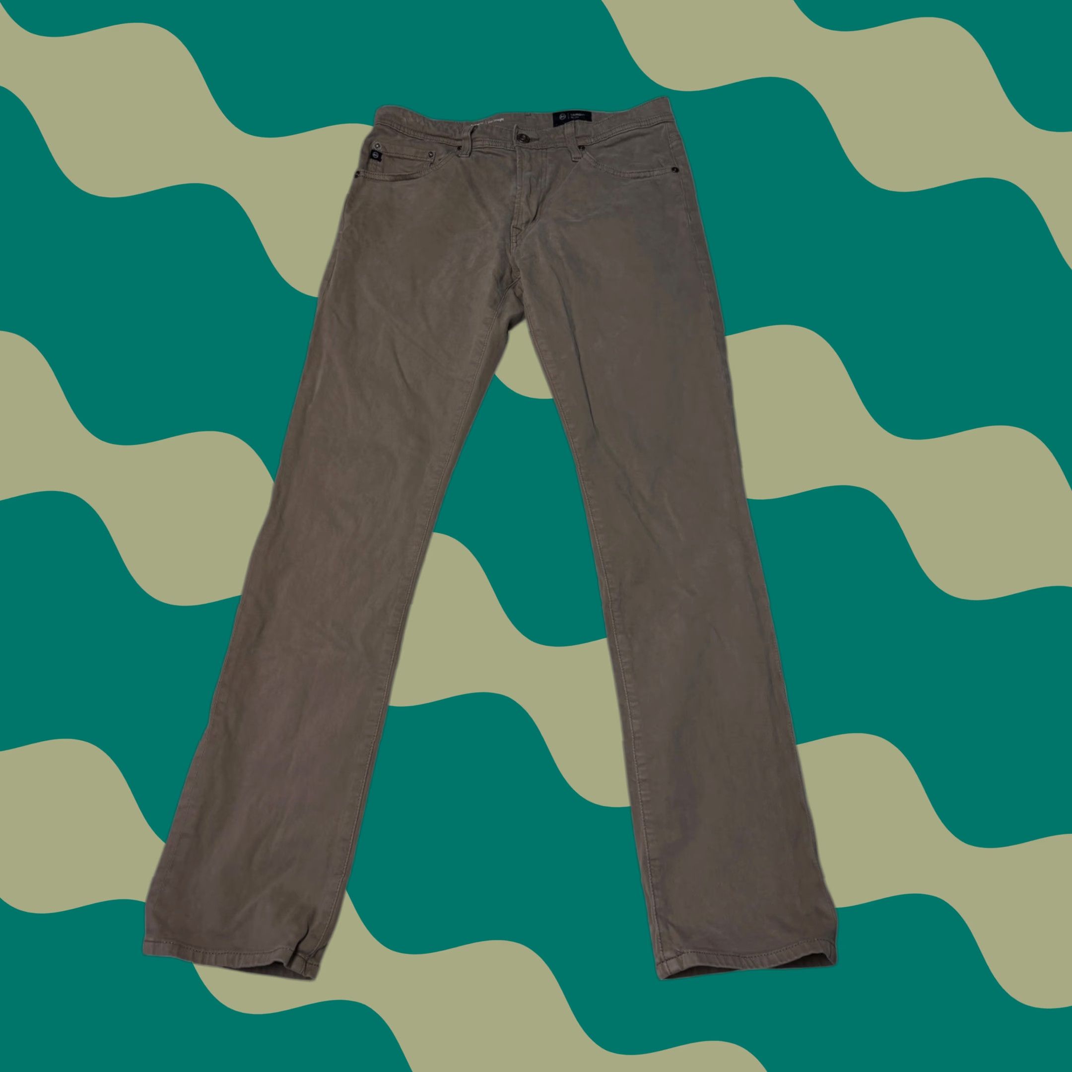 AG Jeans AG Jeans Everett Slim Straight Chinos Tan Mens 31x31 Cotton Elastane Chino Pants Slim Straight Tan Casual Workwear Mens Size US 31 - 1 Thumbnail