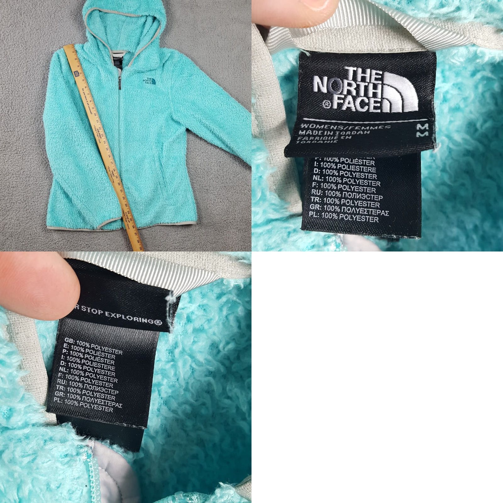 The North Face VINTAGE The North Face Cyan Fleece Pile Sherpa Hooded Women's Medium Zip Up Retro Jacket Size M / US 6-8 / IT 42-44 - 8 Thumbnail