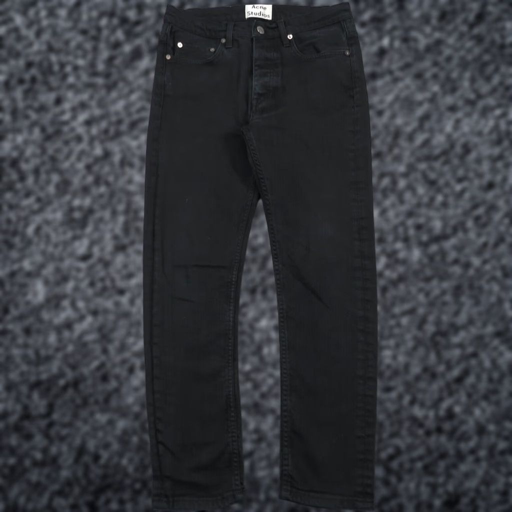 Acne Studios Acne Studios Jeans Men 29 Black Town Stay Cropped Denim Button Fly Mid Rise Jeans Mens Black City Cropped 5-Pocket Design Urban Modern Style Size US 29 - 1 Thumbnail
