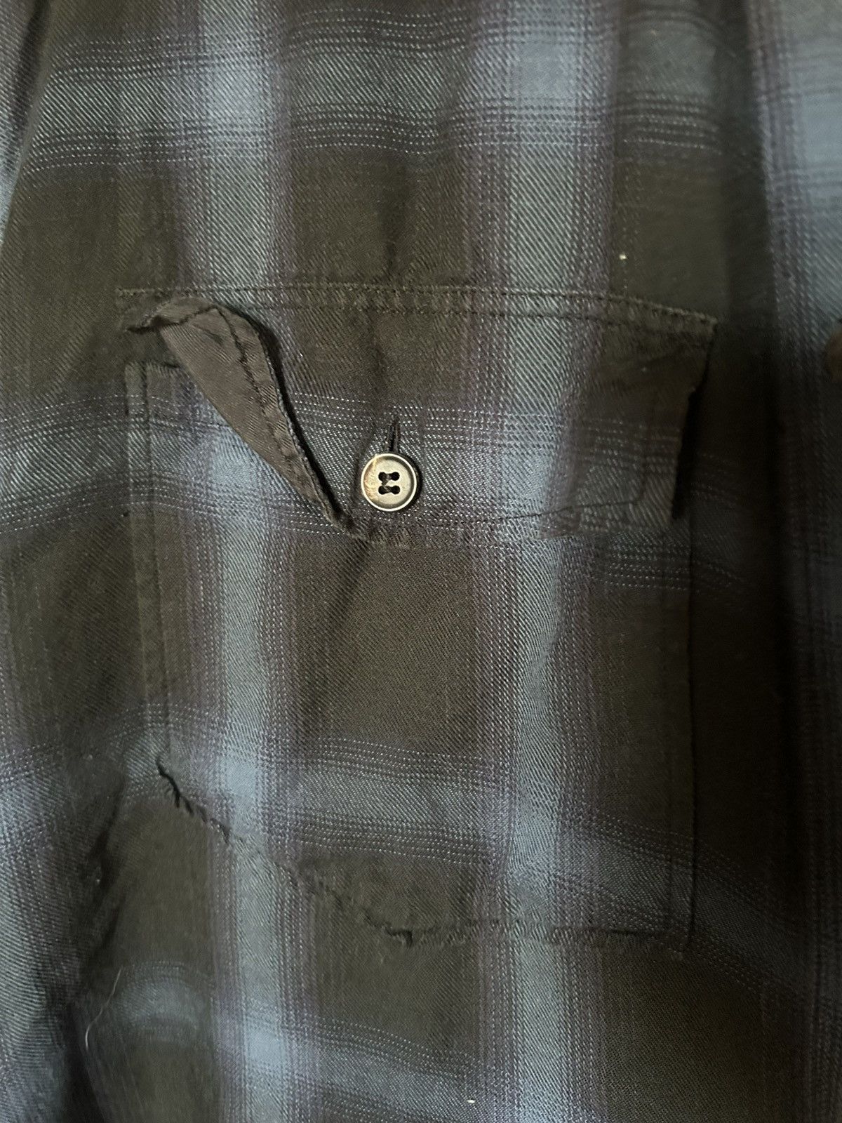 Saint Laurent Paris Saint Laurent Paris Black & Blue Distressed Flannel Size US XS / EU 42 / 0 - 4 Thumbnail