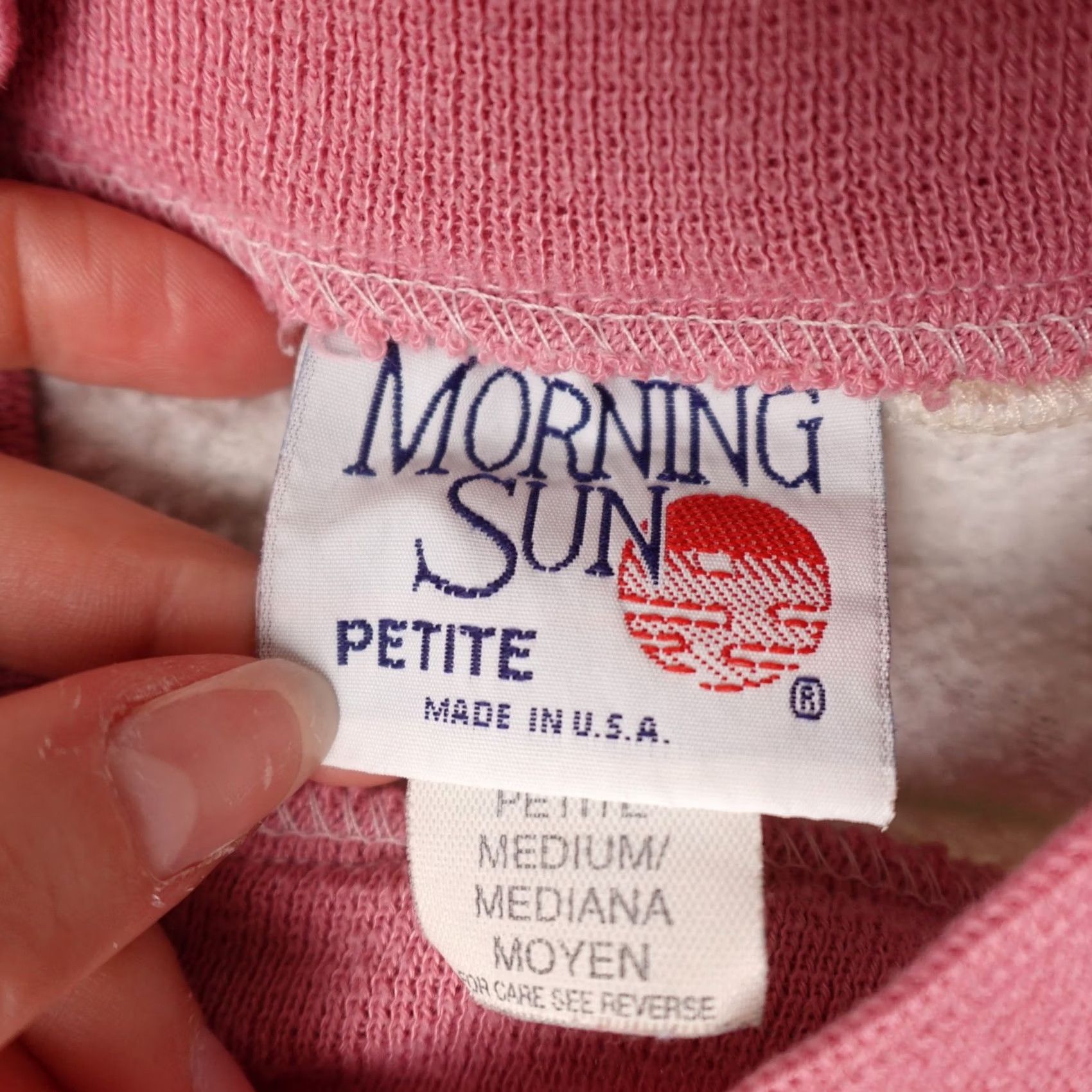Vintage VINTAGE Morning Sun Womens Medium White Pink Floral Crewneck 90s Knit Sweatshirt Shirt Size M / US 6-8 / IT 42-44 - 2 Thumbnail