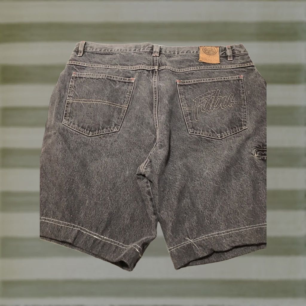 Fubu VINTAGE FUBU Denim Shorts 42x10 15” Rise 14” Leg Opening Hip Hop Skater Baggy Men Casual 90s/2000s Blue Cotton Pocketed Slouchy Relaxed Size US 42 / EU 58 - 1 Thumbnail