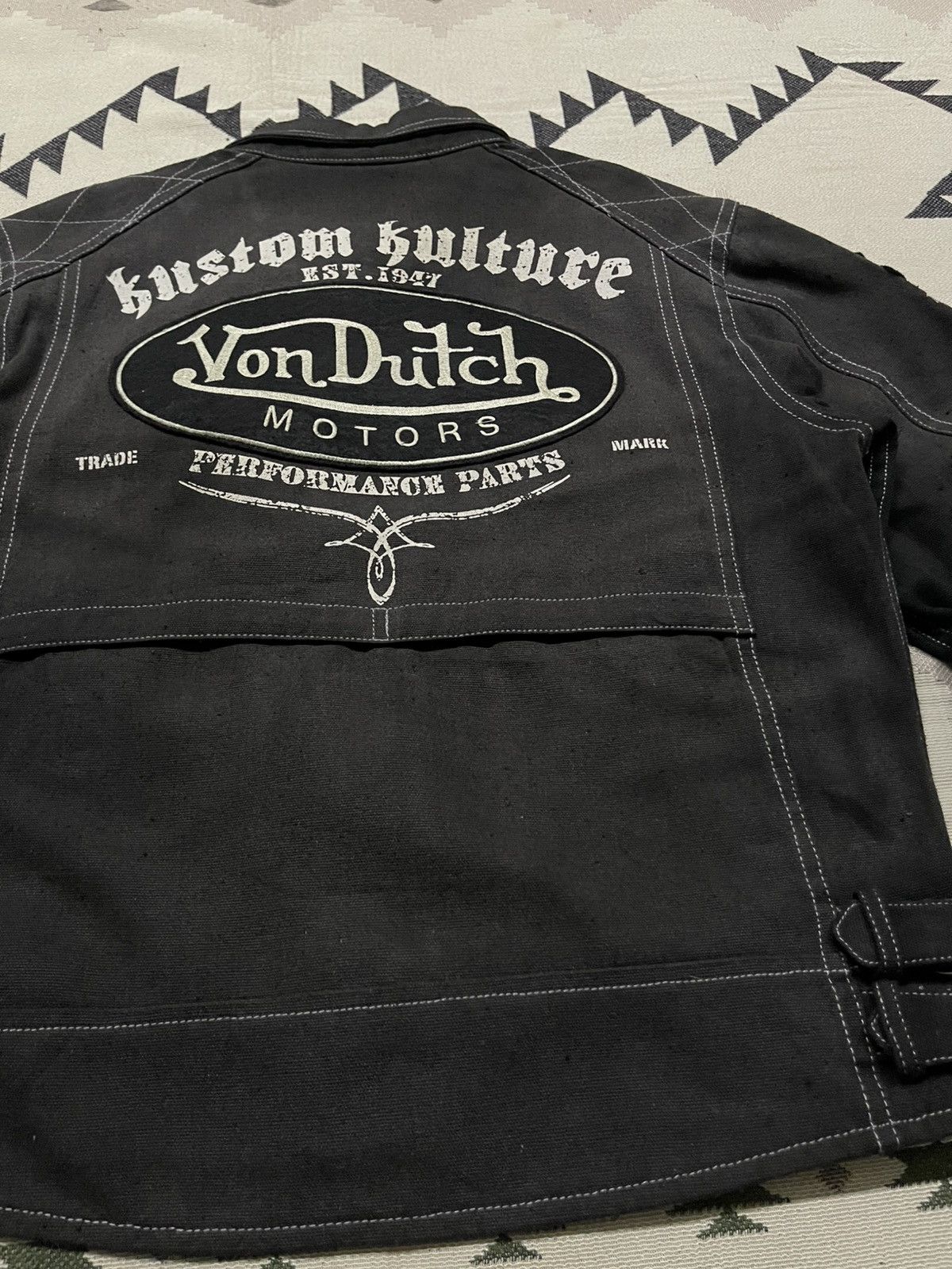 Von Dutch 2000s VON DUTCH MOTORS COTTON BIKER JACKETFADED JACKET Size US M / EU 48-50 / 2 - 15 Thumbnail