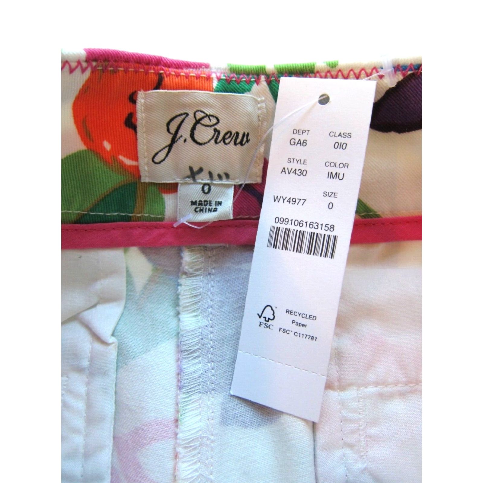 J.Crew NWT J.Crew Floral Cotton Stretch Chino Shorts Women 0 Pink Green Yellow Blue Floral City Preppy 90s Womens Size 25" / US 0 / IT 36 - 3 Thumbnail
